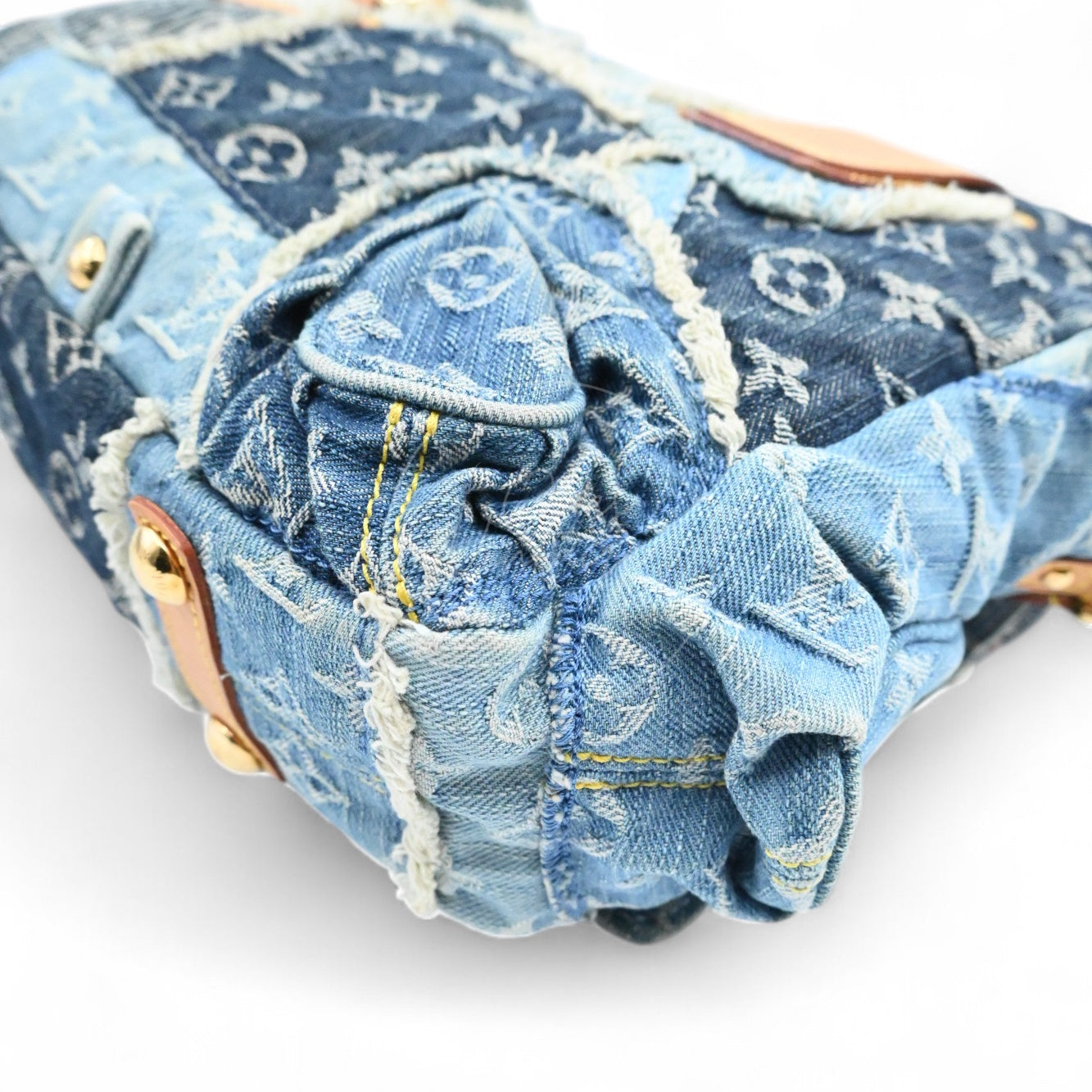 [Pre-owned] Louis Vuitton M95374 Monogram Denim Posty Patchwork Shoulder Bag