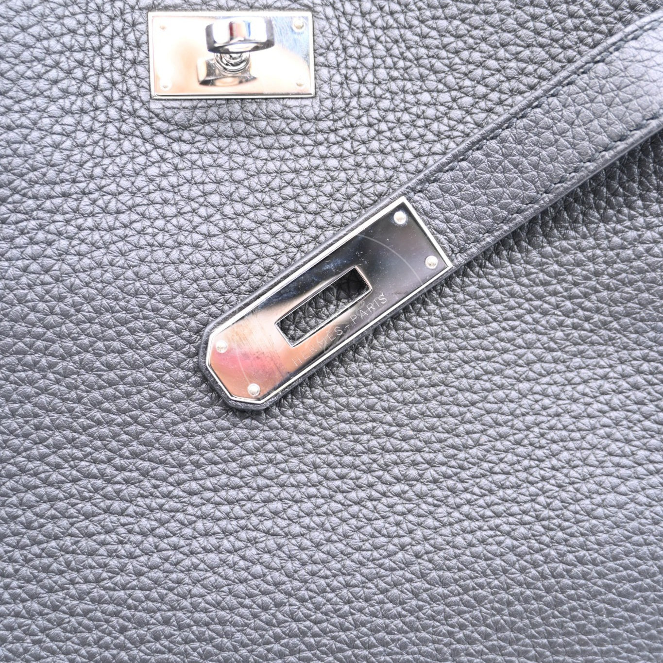 [Pre-owned] Hermes So Kelly 22 Black Stamp C PHW
