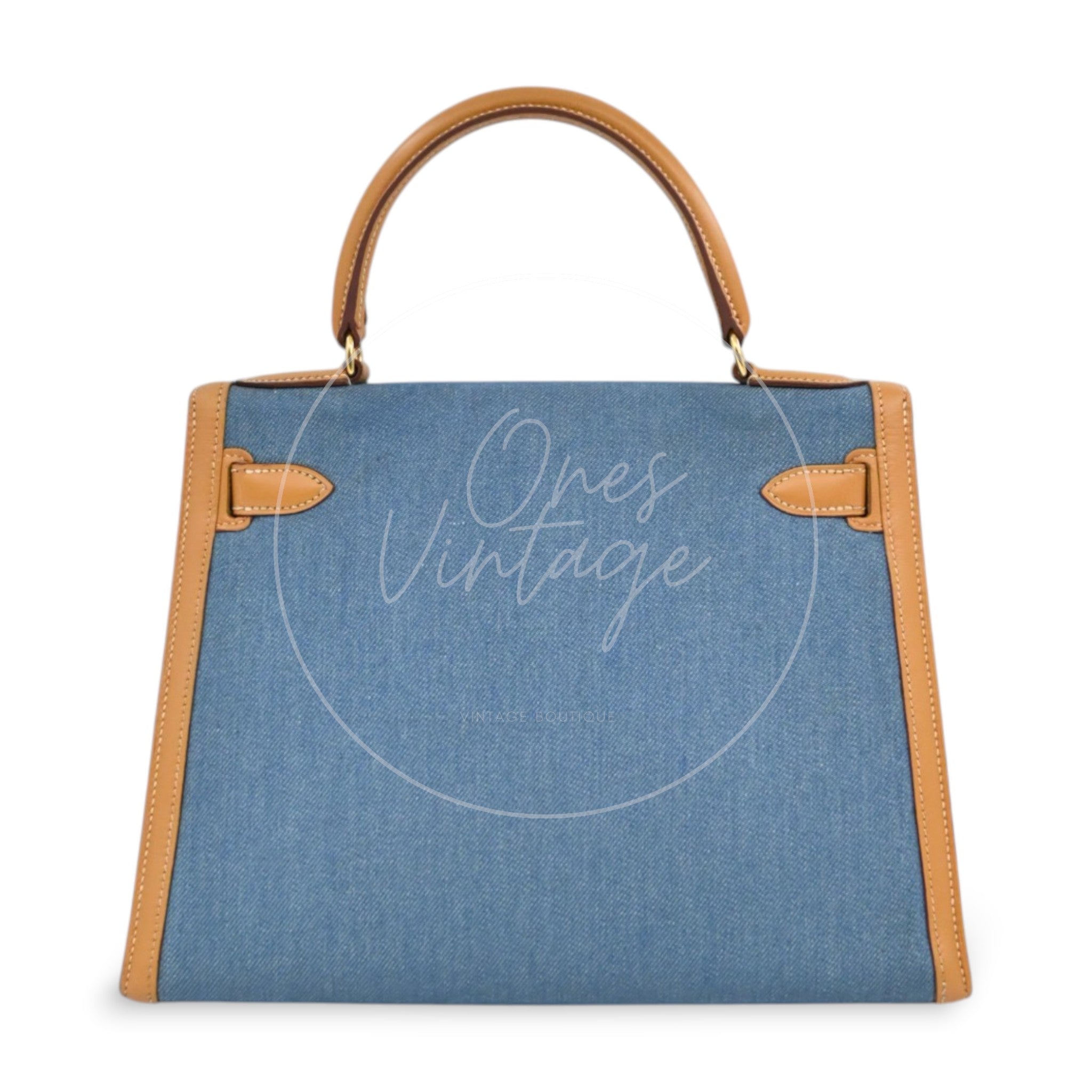 [Pre-owned] Hermes Kelly 28 Denim x barenia