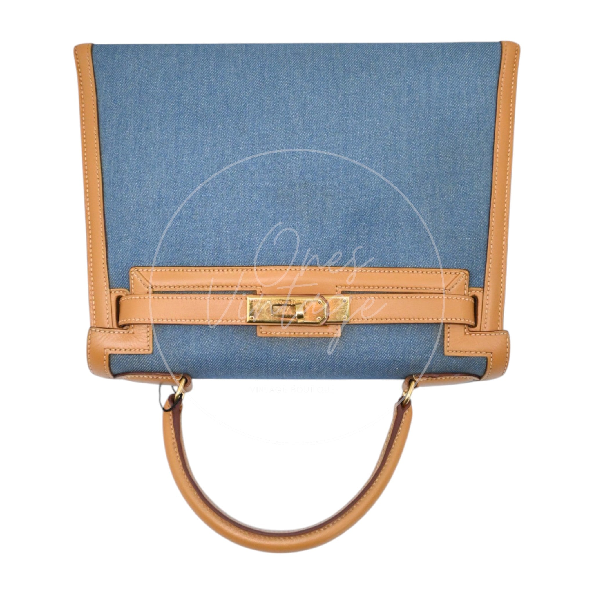 [Pre-owned] Hermes Kelly 28 Denim x barenia