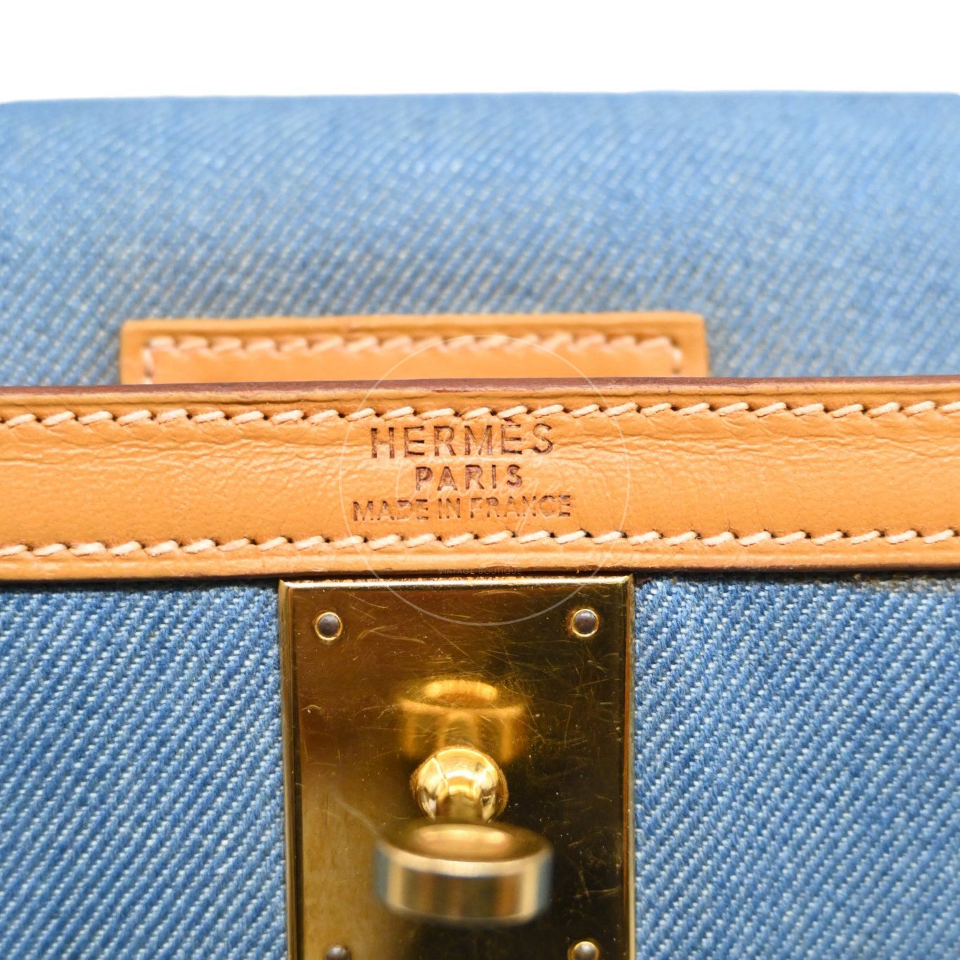 [Pre-owned] Hermes Kelly 28 Denim x barenia