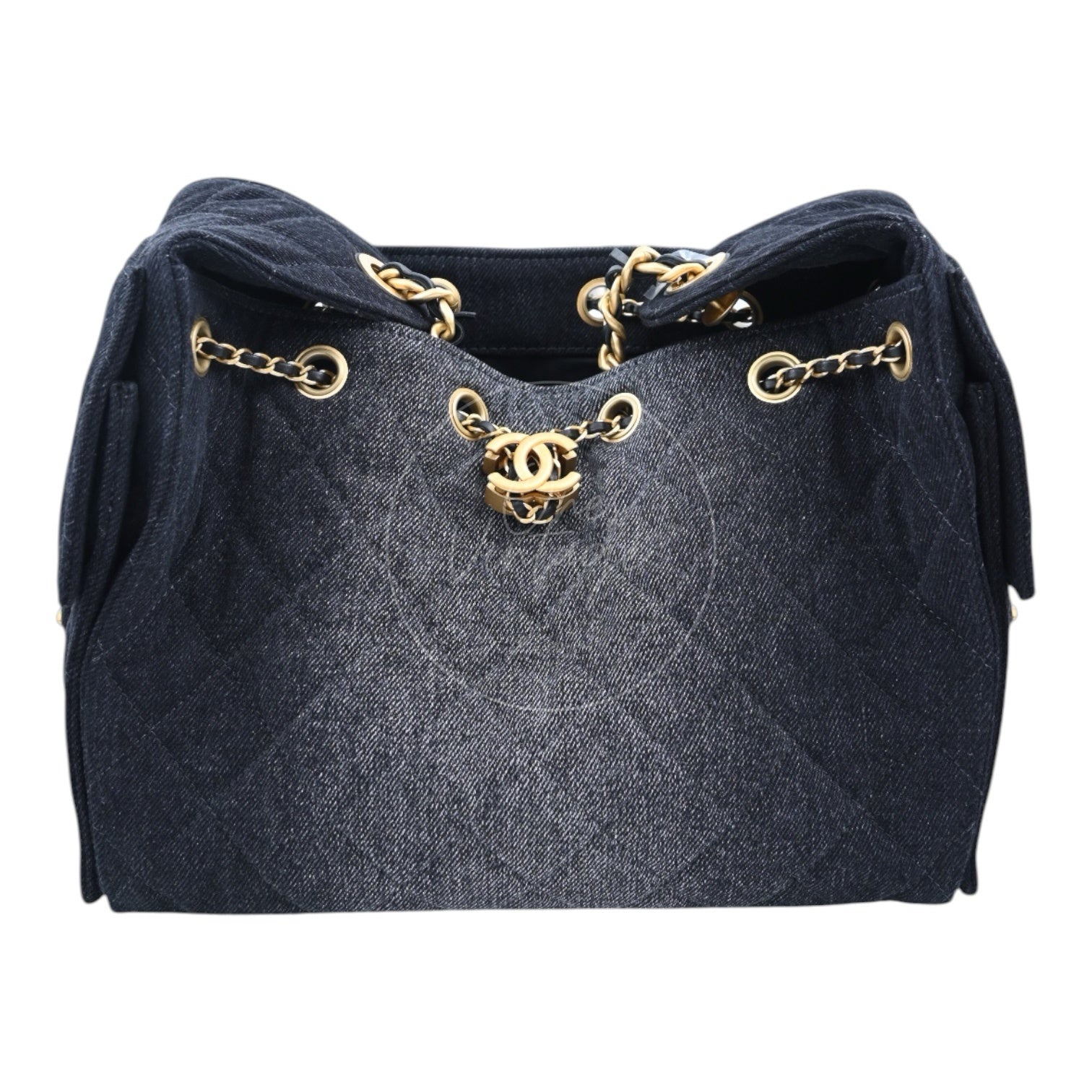 Chanel 25 Small Denim Dark Shoulder Bag GHW Black 2025