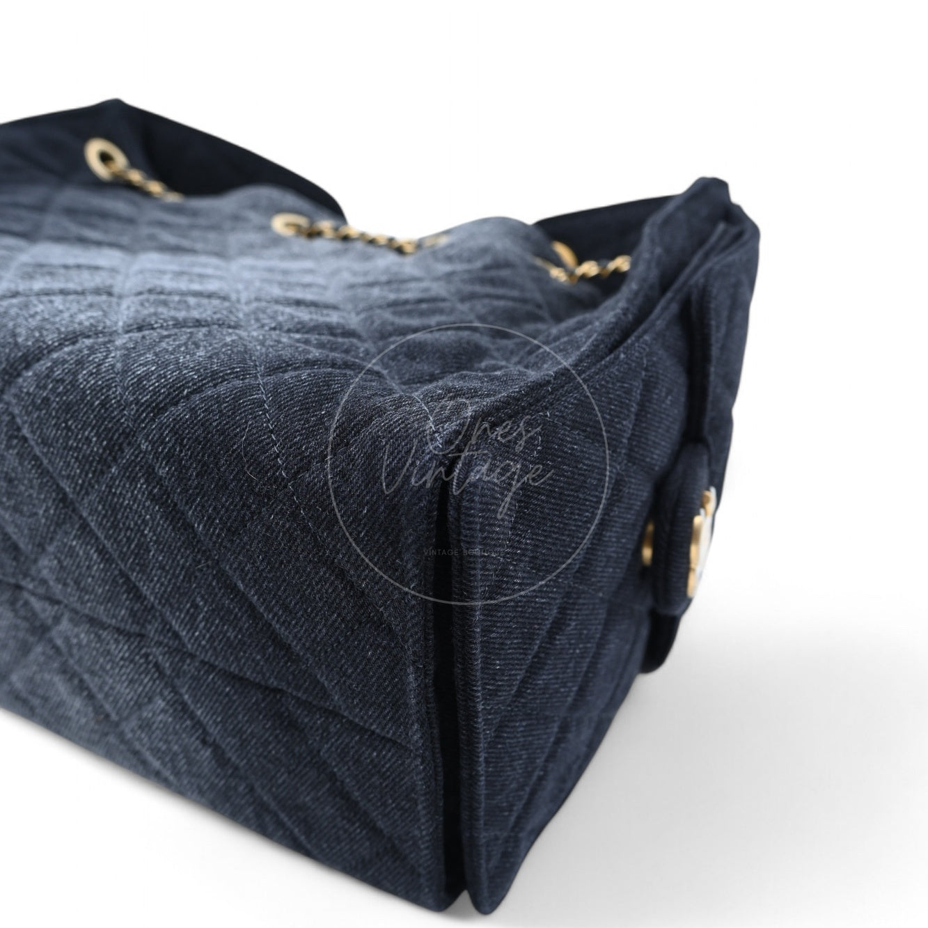 Chanel 25 Small Denim Dark Shoulder Bag GHW Black 2025