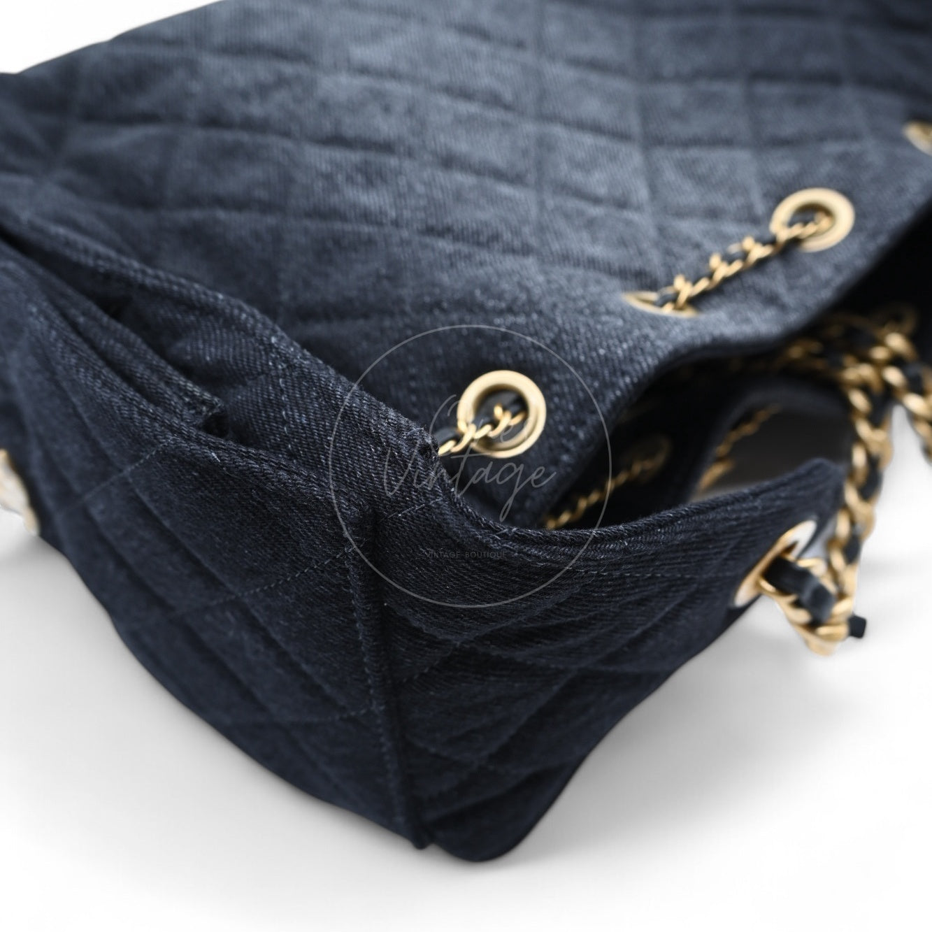 Chanel 25 Small Denim Dark Shoulder Bag GHW Black 2025