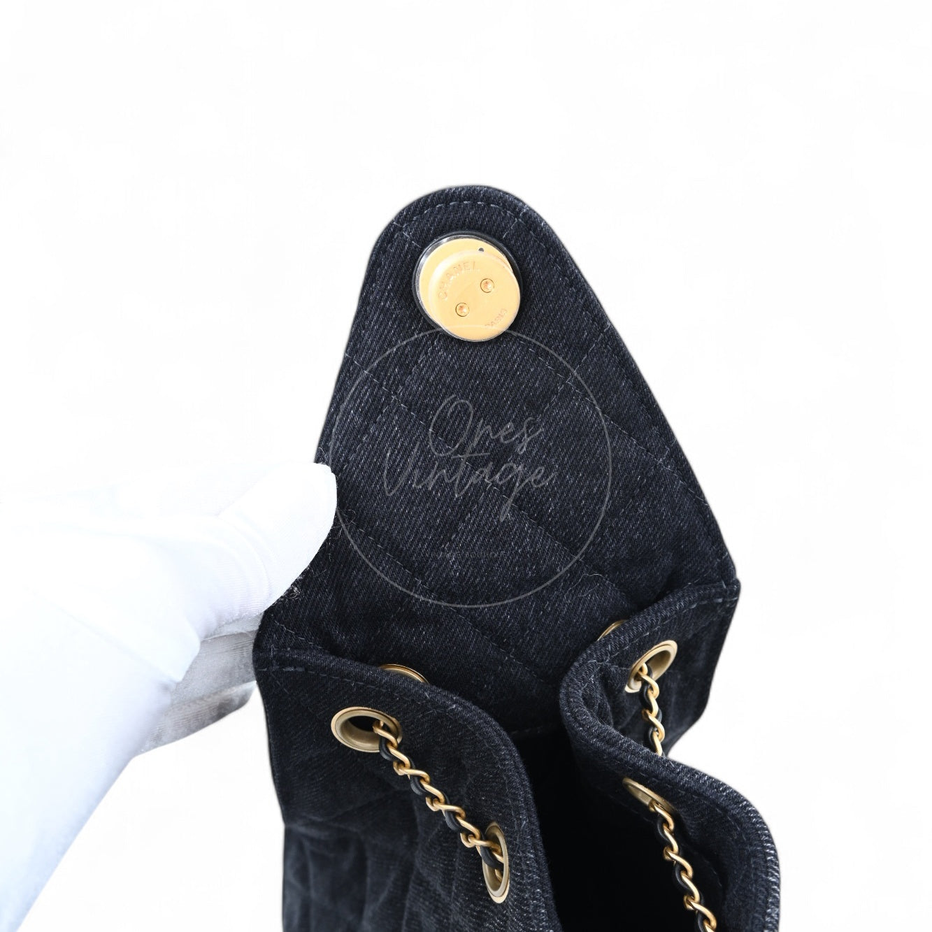 Chanel 25 Small Denim Dark Shoulder Bag GHW Black 2025