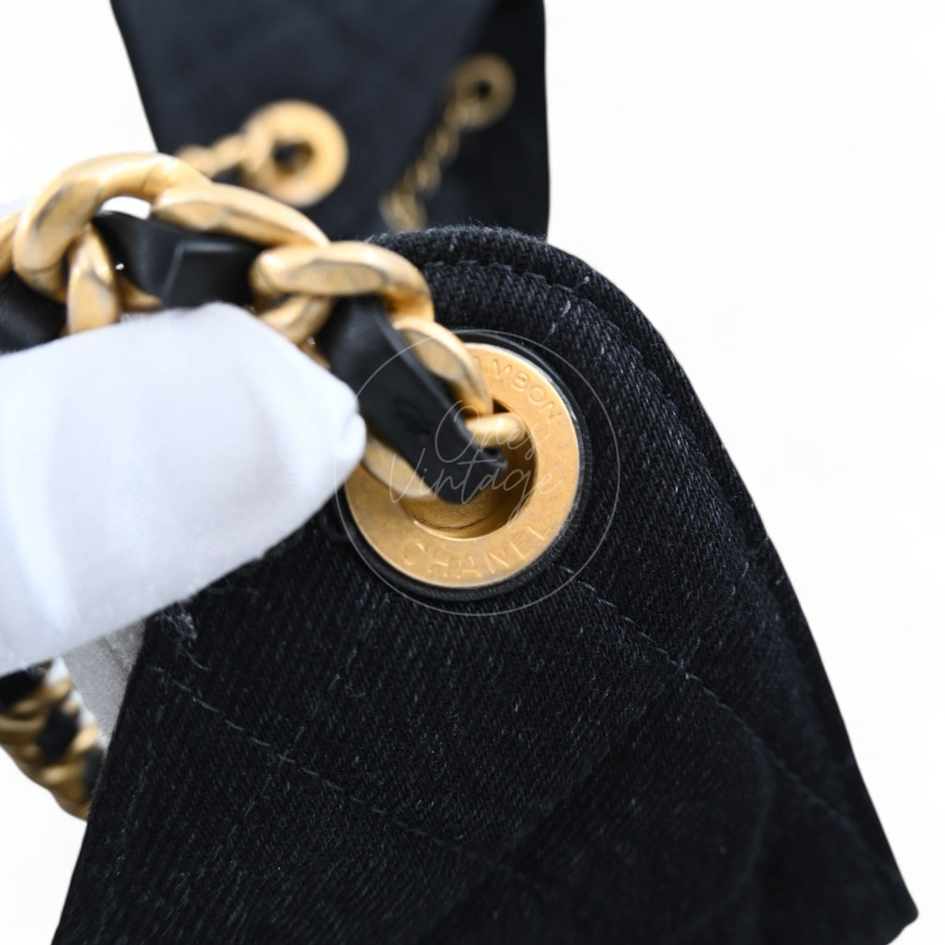 Chanel 25 Small Denim Dark Shoulder Bag GHW Black 2025