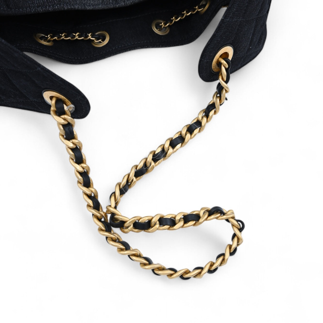 Chanel 25 Small Denim Dark Shoulder Bag GHW Black 2025