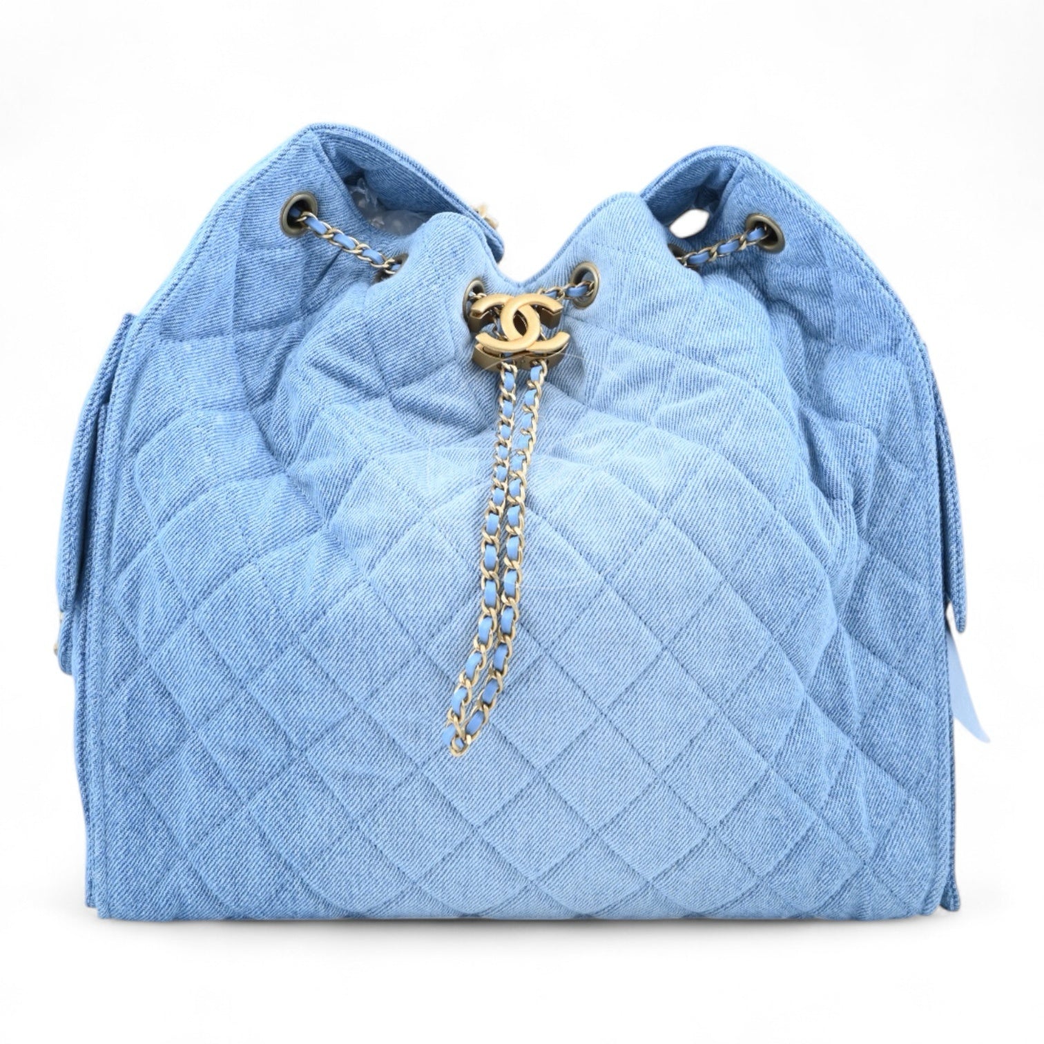 [Unused] Chanel Medium 25 Washed Denim Blue GHW Shoulder Bag