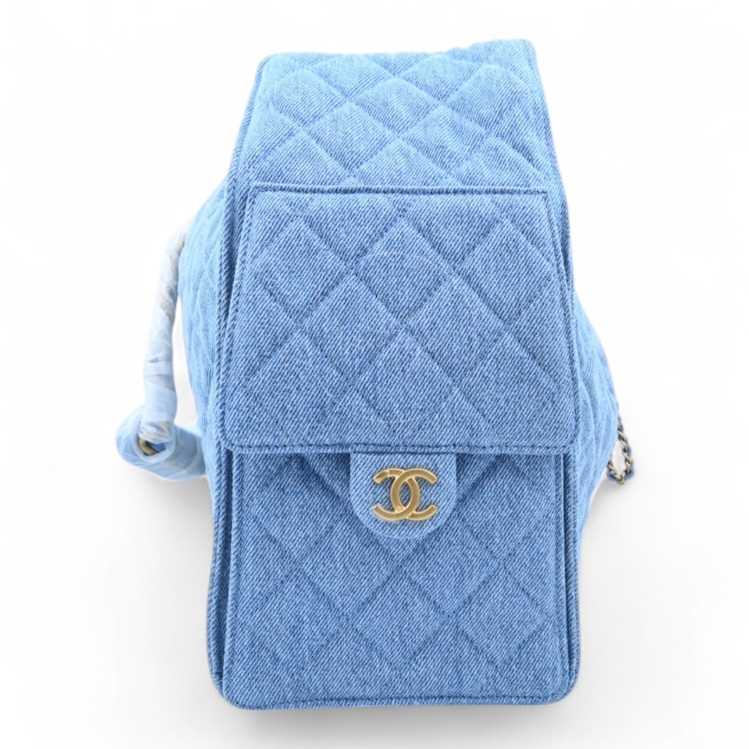 [Unused] Chanel Medium 25 Washed Denim Blue GHW Shoulder Bag