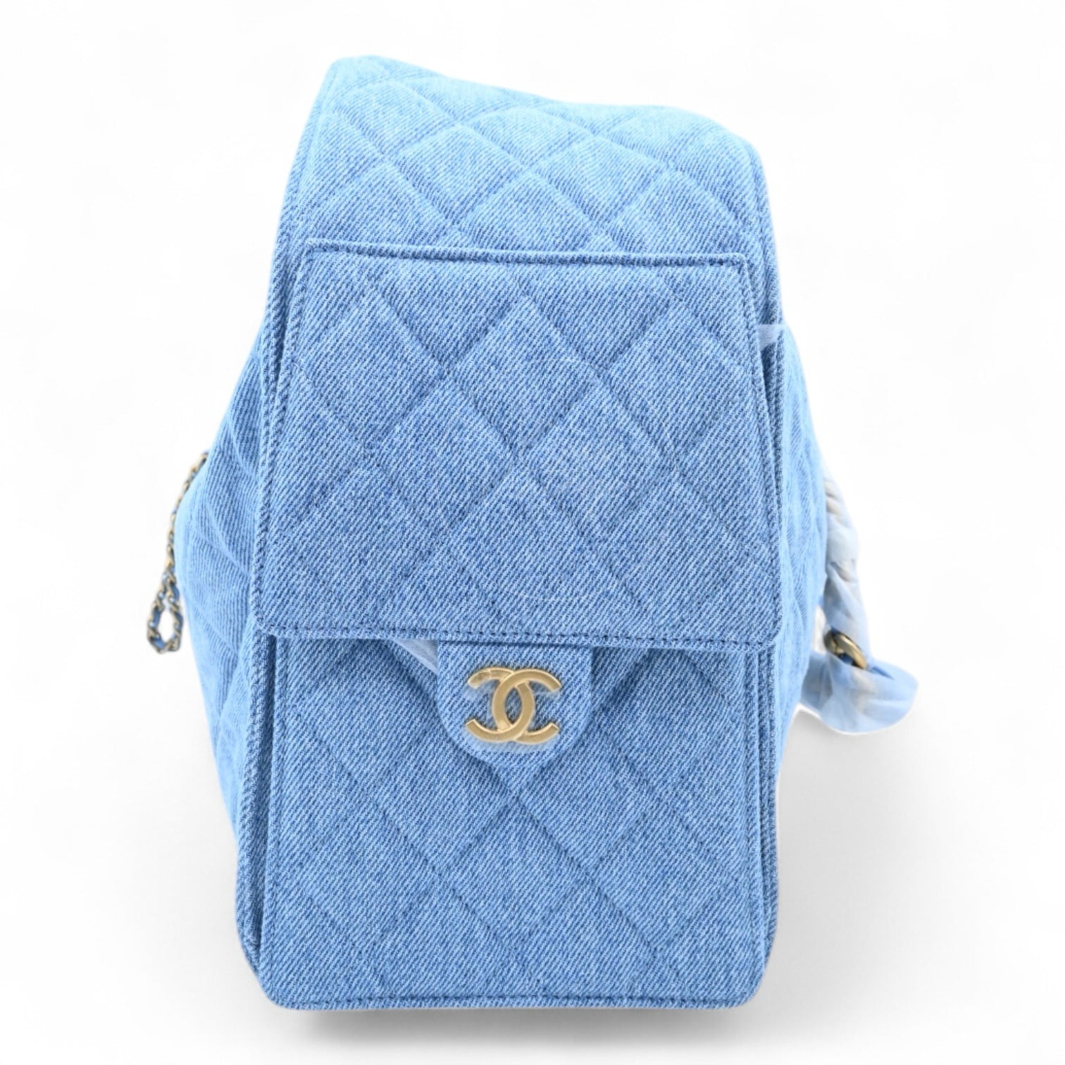 [Unused] Chanel Medium 25 Washed Denim Blue GHW Shoulder Bag