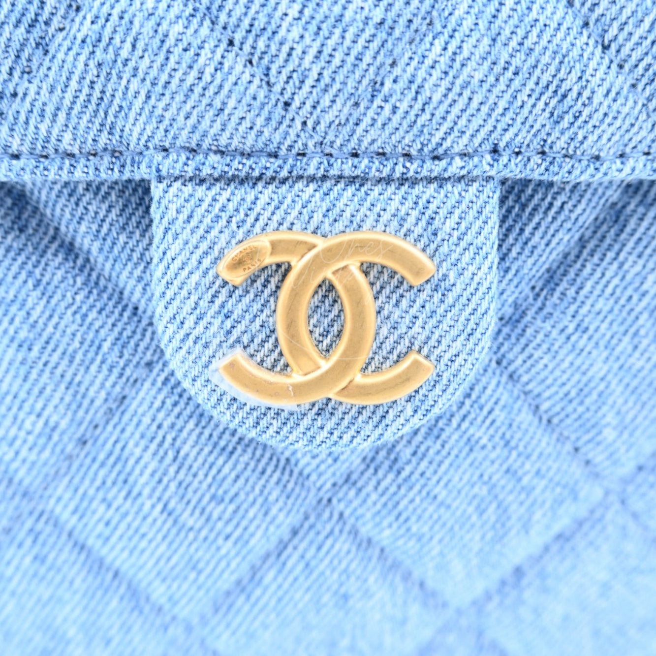 [Unused] Chanel Medium 25 Washed Denim Blue GHW Shoulder Bag