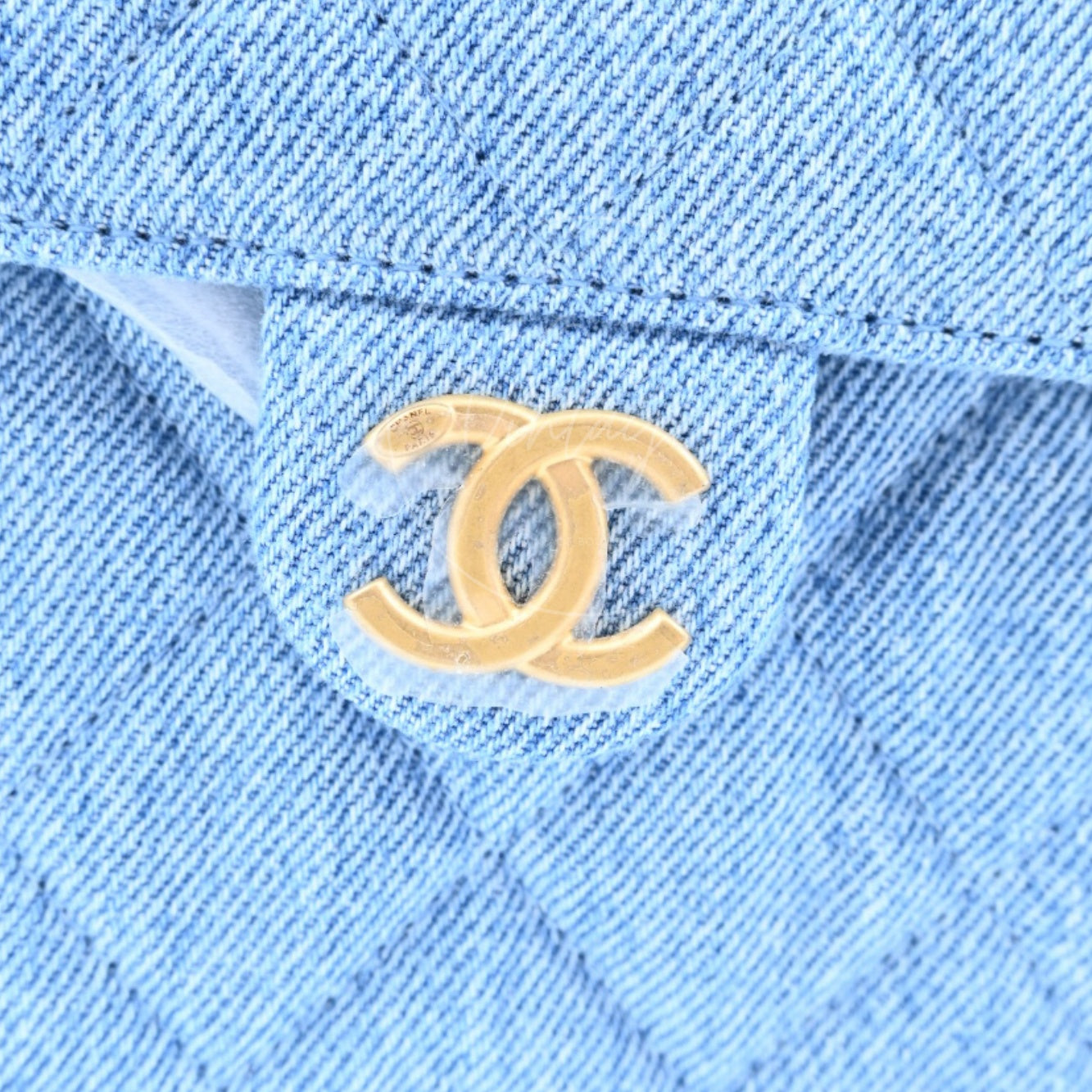 [Unused] Chanel Medium 25 Washed Denim Blue GHW Shoulder Bag