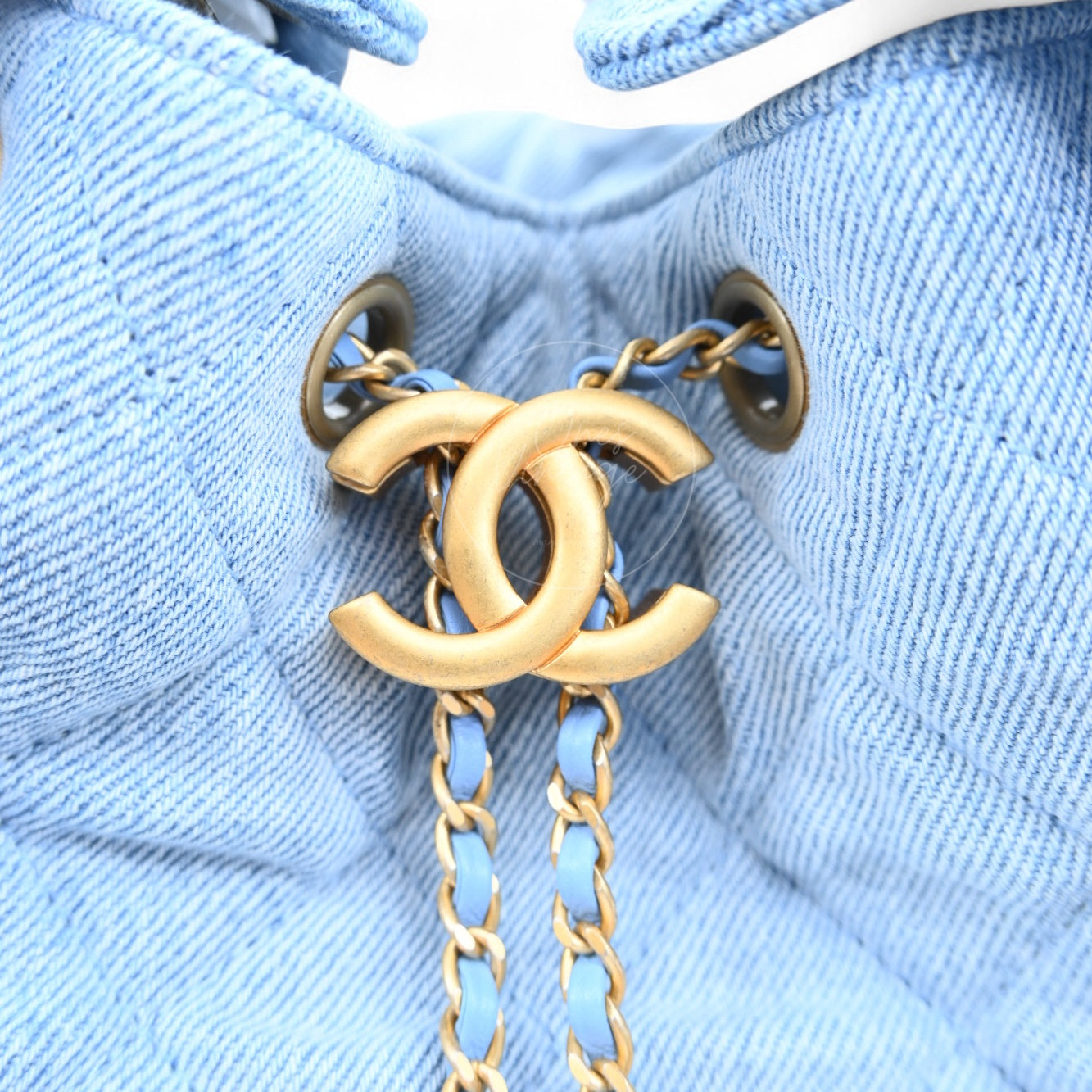 [Unused] Chanel Medium 25 Washed Denim Blue GHW Shoulder Bag