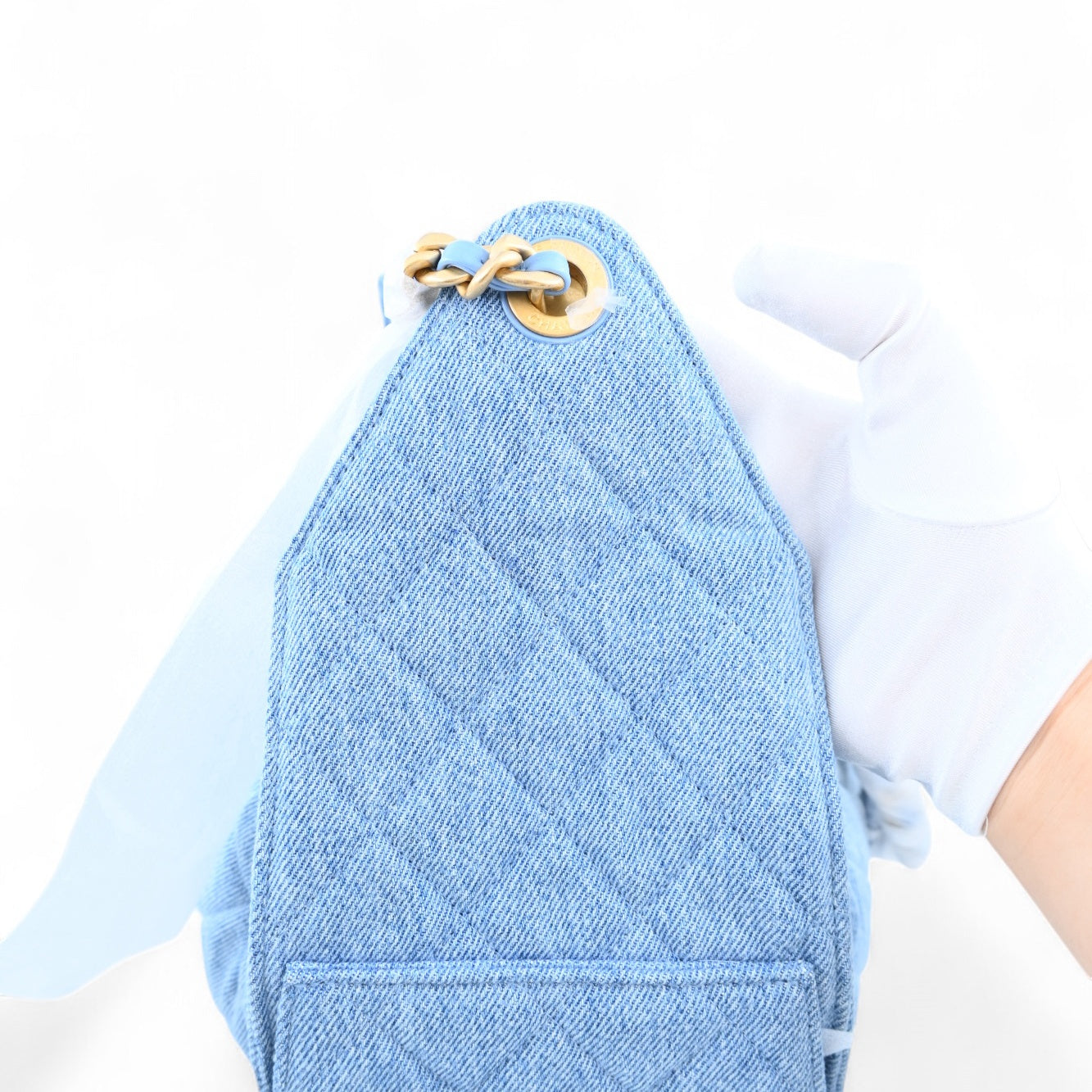 [Unused] Chanel Medium 25 Washed Denim Blue GHW Shoulder Bag