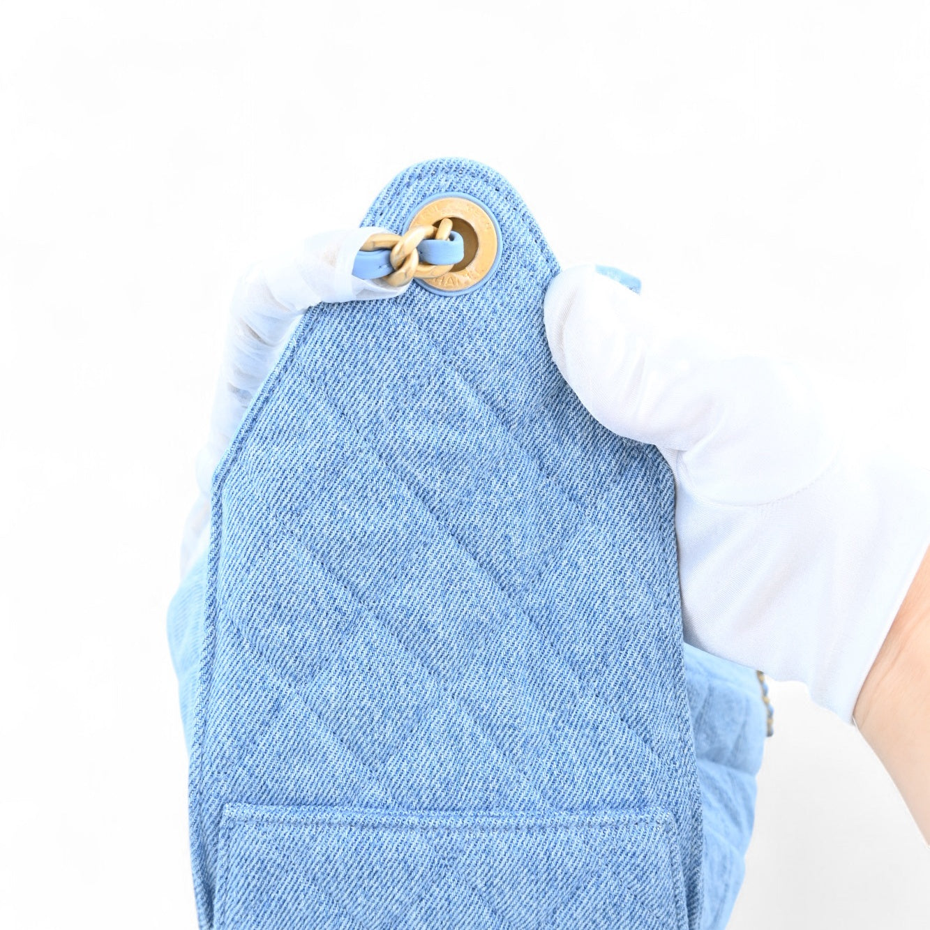 [Unused] Chanel Medium 25 Washed Denim Blue GHW Shoulder Bag
