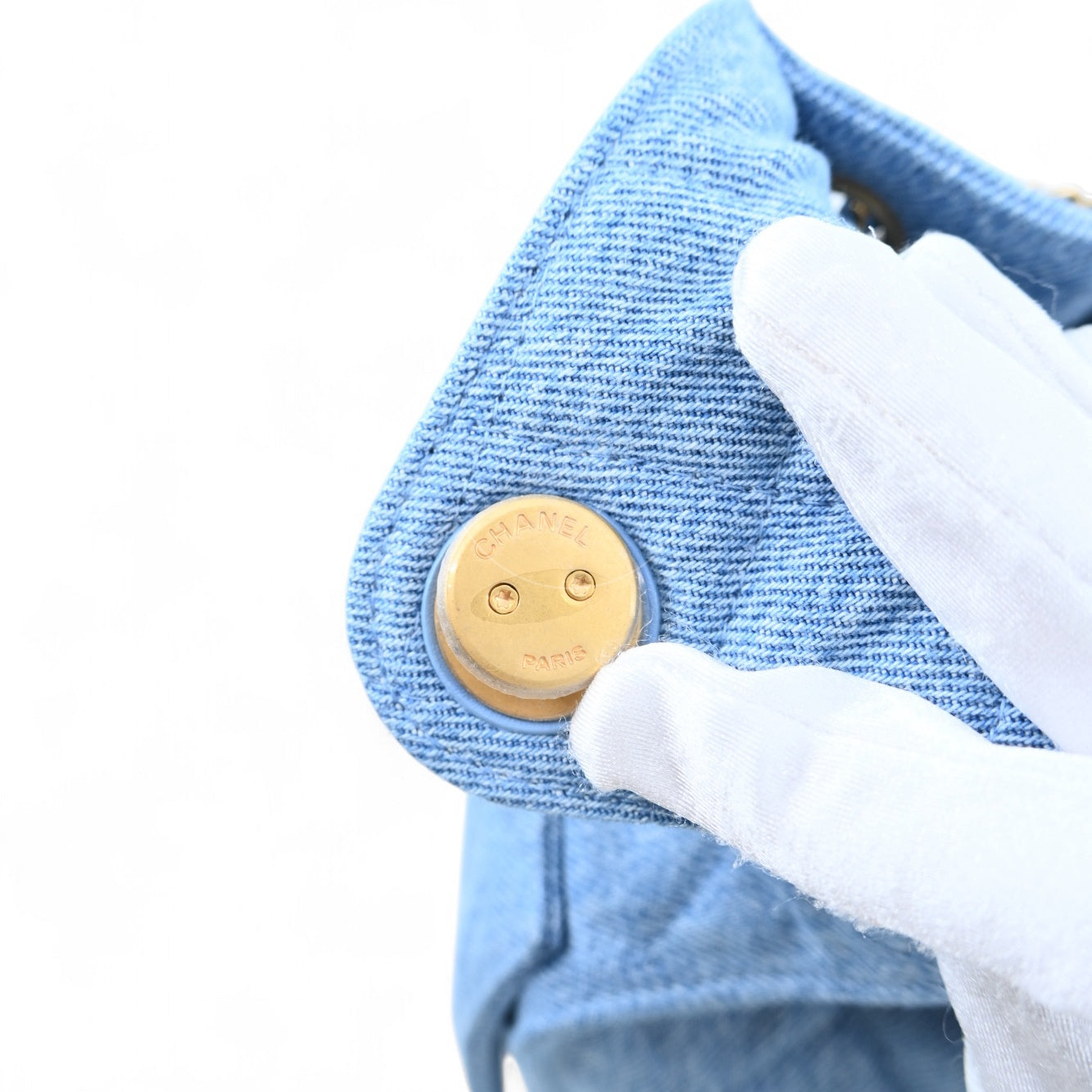 [Unused] Chanel Medium 25 Washed Denim Blue GHW Shoulder Bag