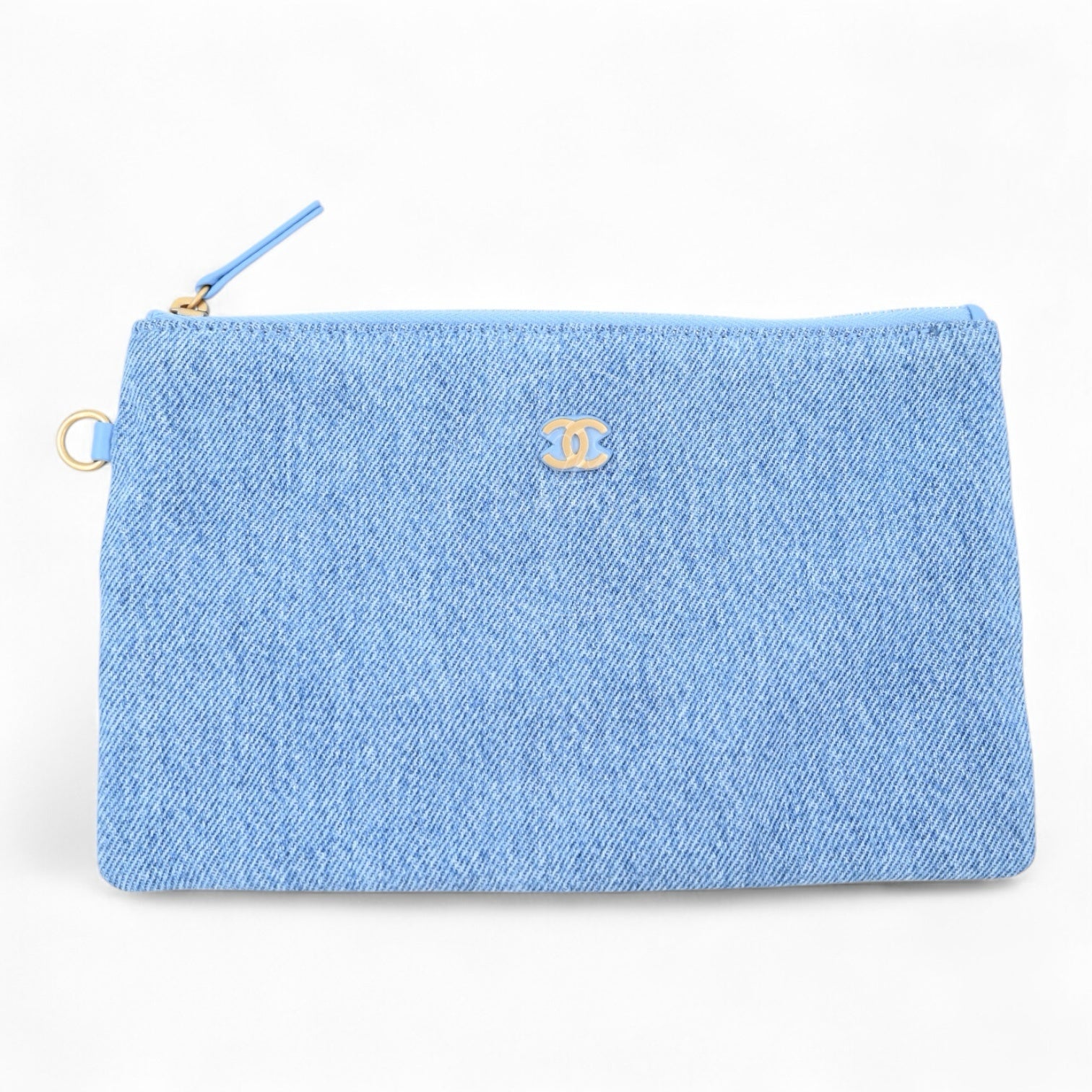 [Unused] Chanel Medium 25 Washed Denim Blue GHW Shoulder Bag