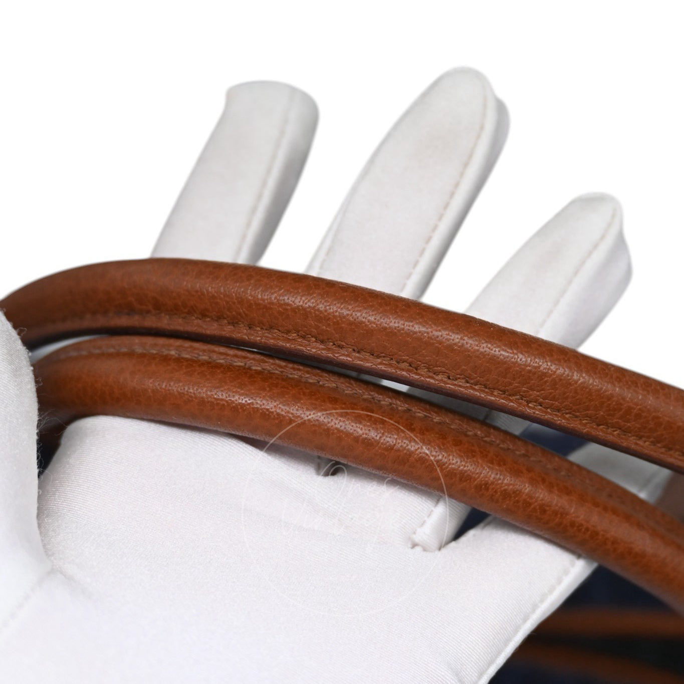 [Pre-owned] Hermes Blue Brown Denim and Leather Garden Party 36 Bag Stamp L