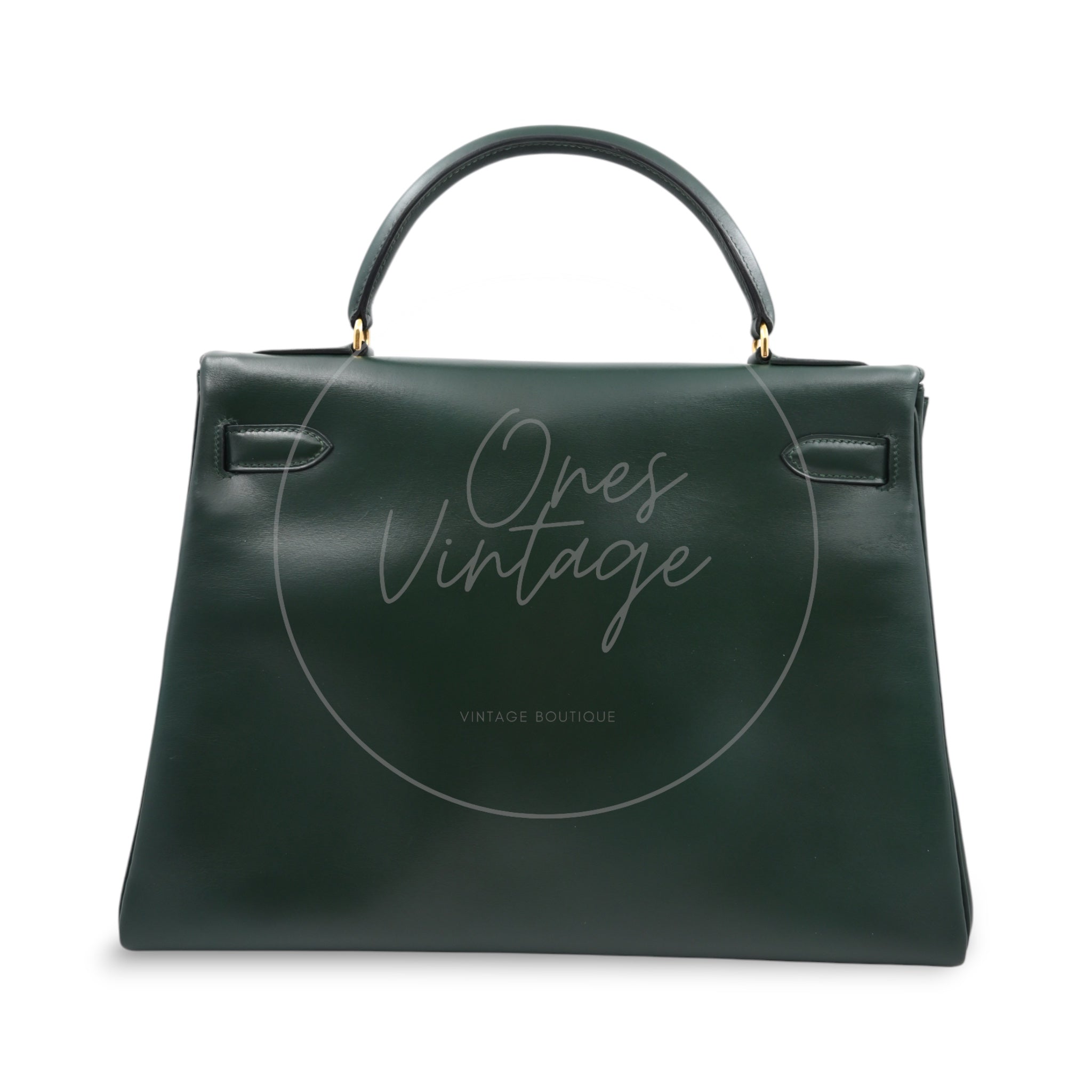 [Pre-owned] Hermes Kelly 32 Dark Green Box with Key, Lock and Clochette