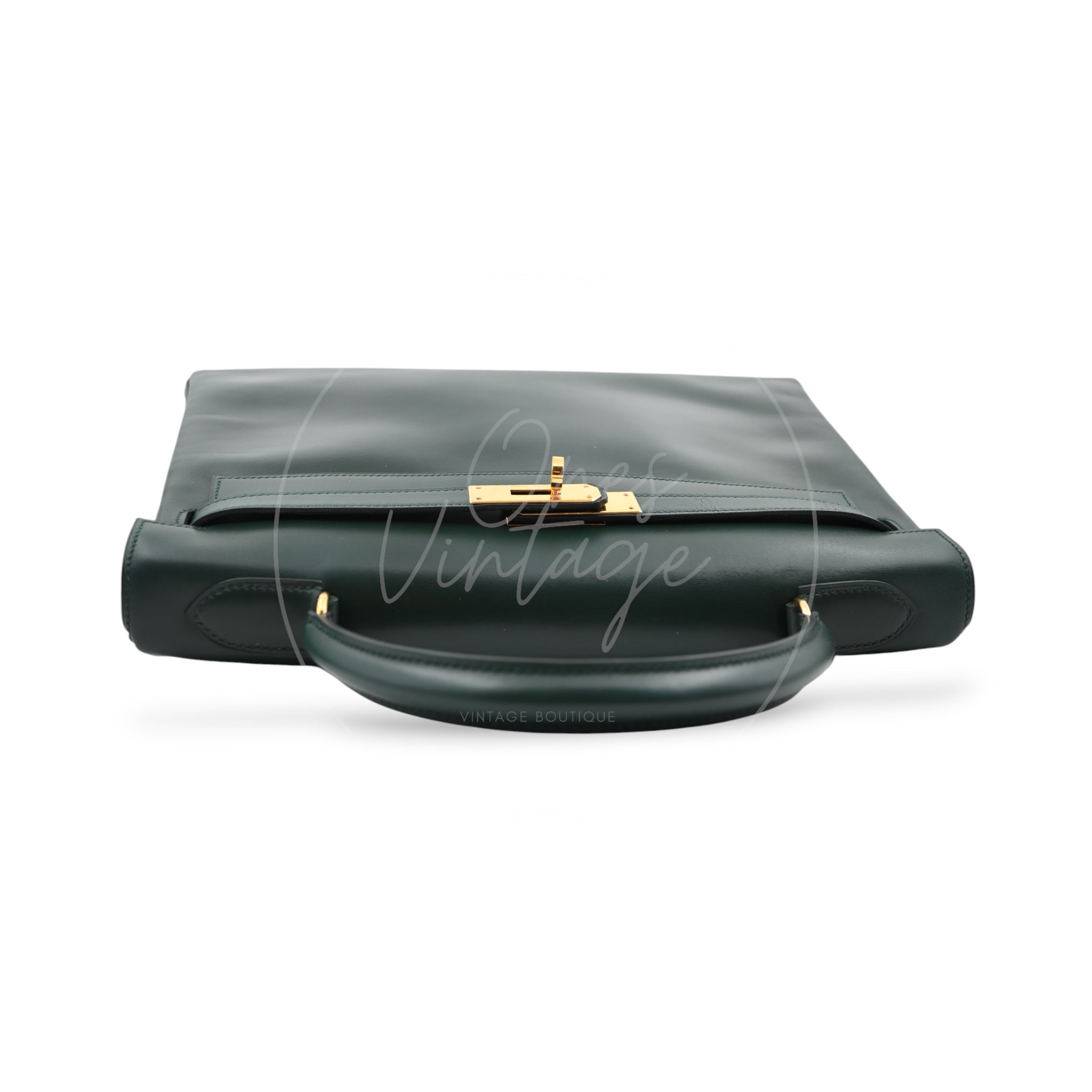[Pre-owned] Hermes Kelly 32 Dark Green Box with Key, Lock and Clochette