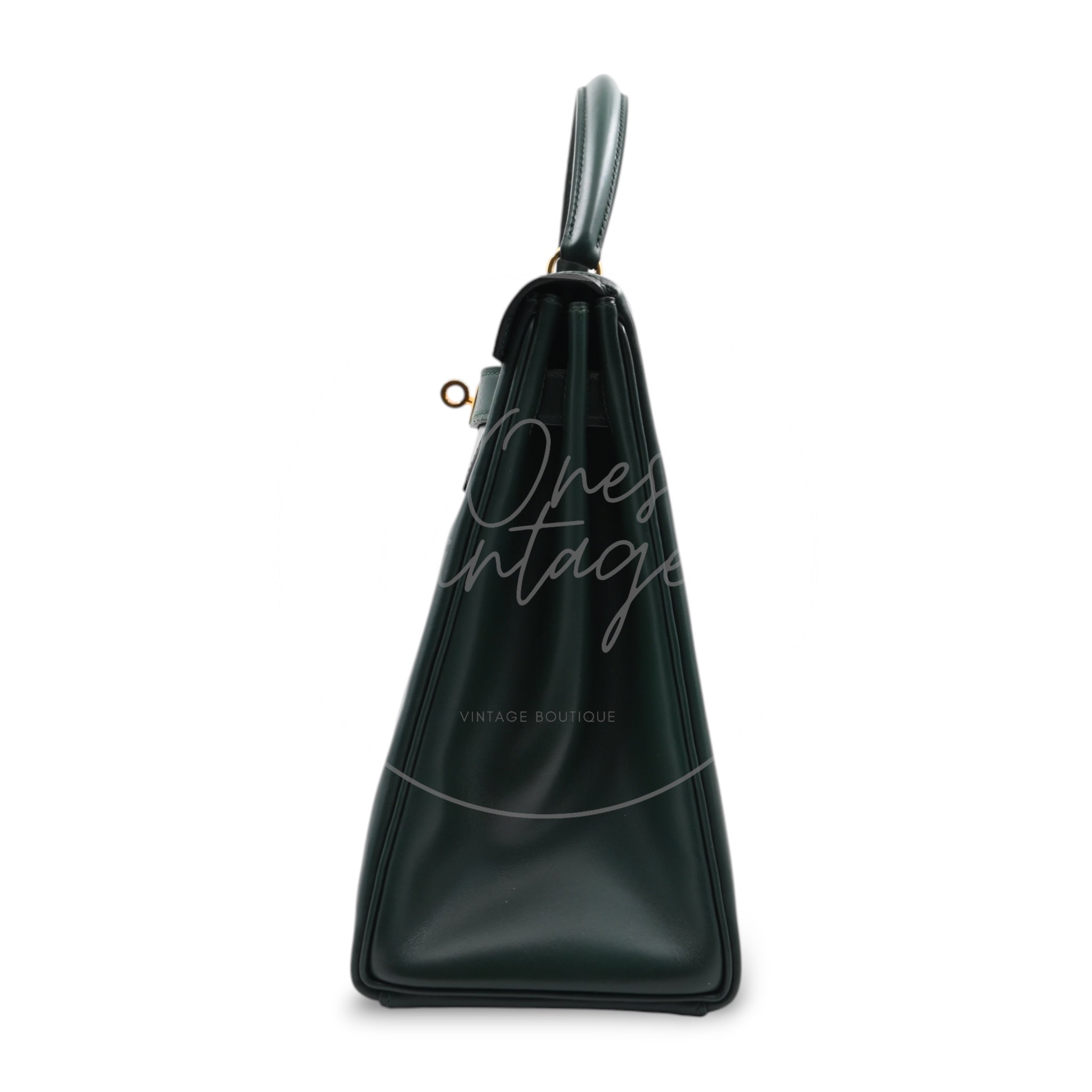 [Pre-owned] Hermes Kelly 32 Dark Green Box with Key, Lock and Clochette