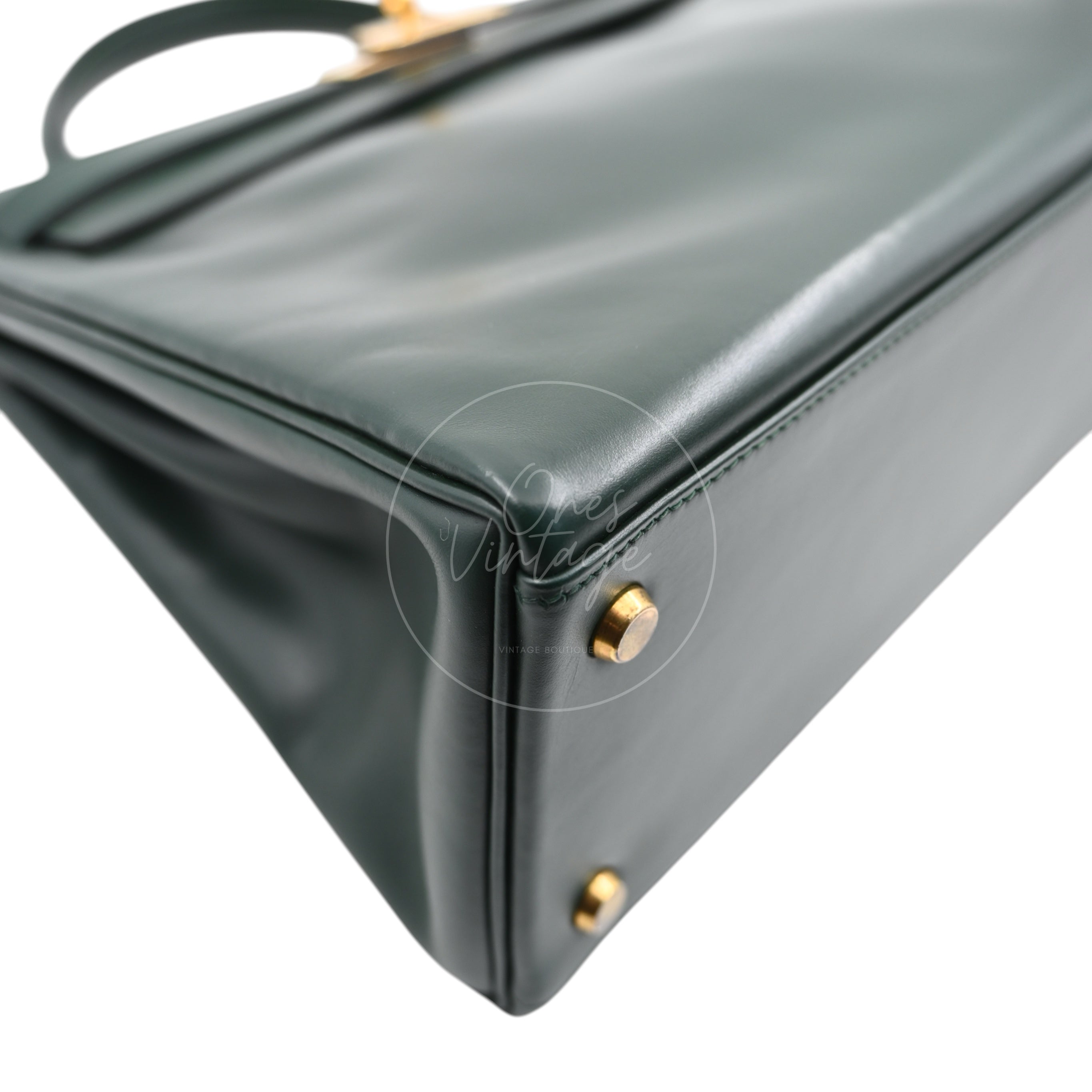 [Pre-owned] Hermes Kelly 32 Dark Green Box with Key, Lock and Clochette