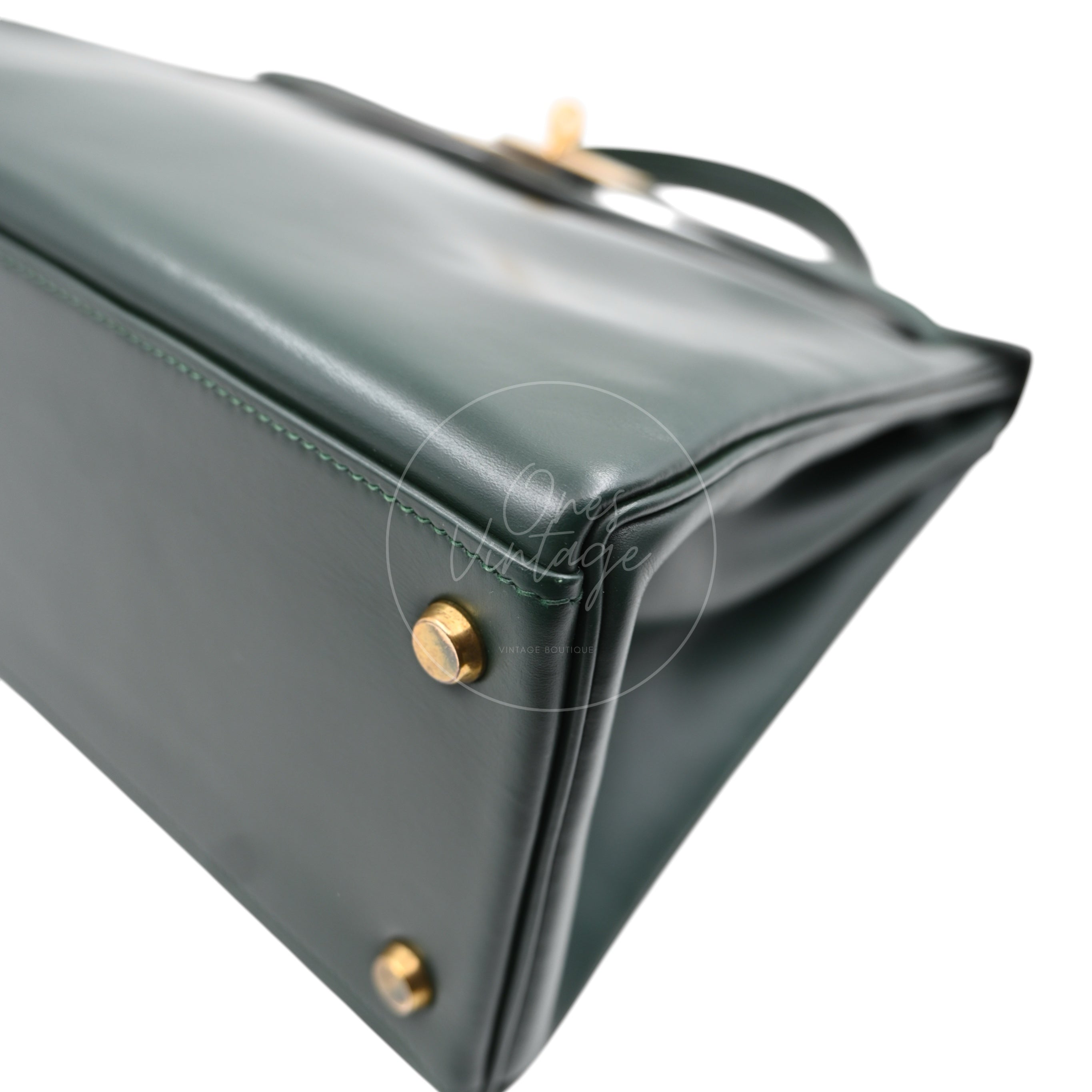 [Pre-owned] Hermes Kelly 32 Dark Green Box with Key, Lock and Clochette