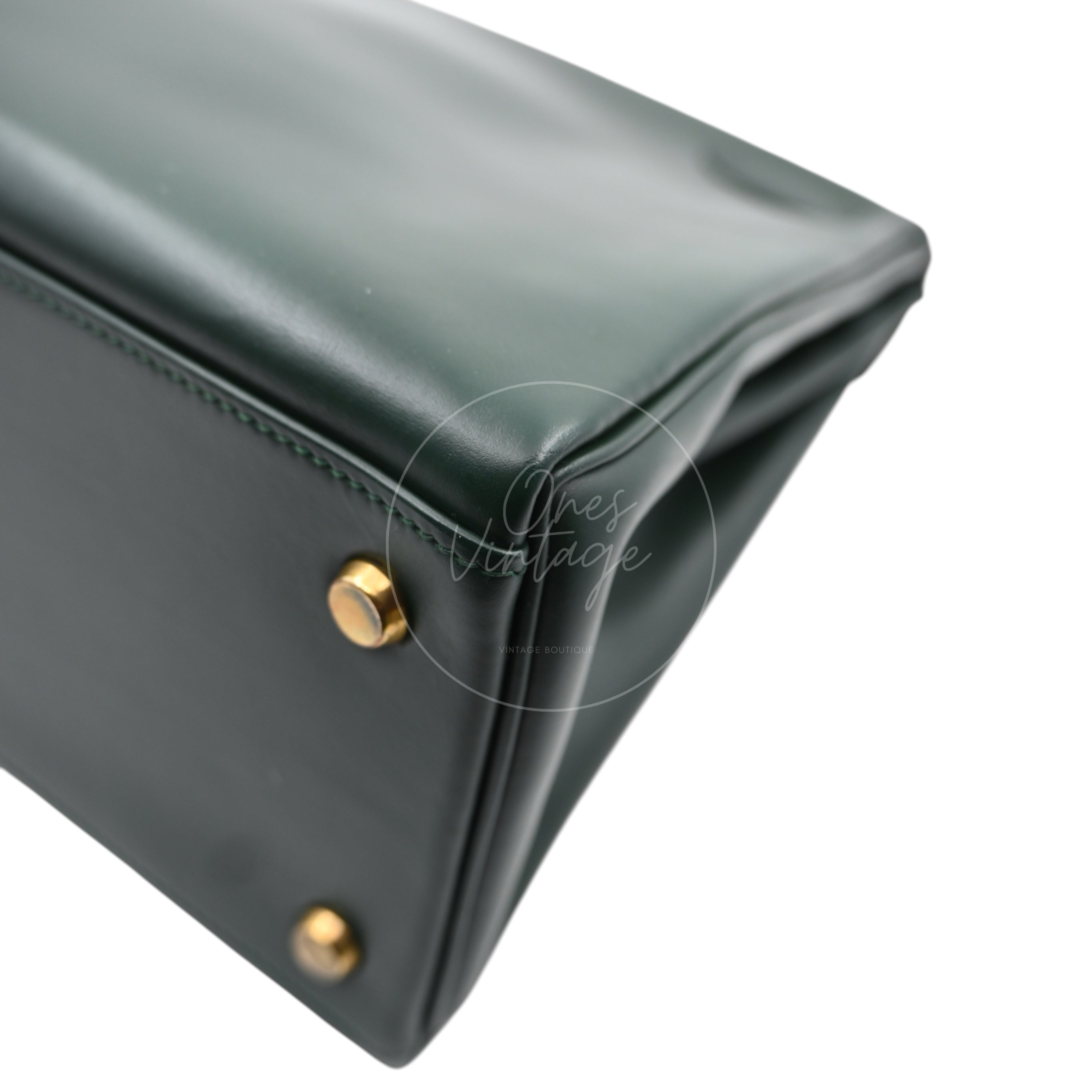 [Pre-owned] Hermes Kelly 32 Dark Green Box with Key, Lock and Clochette