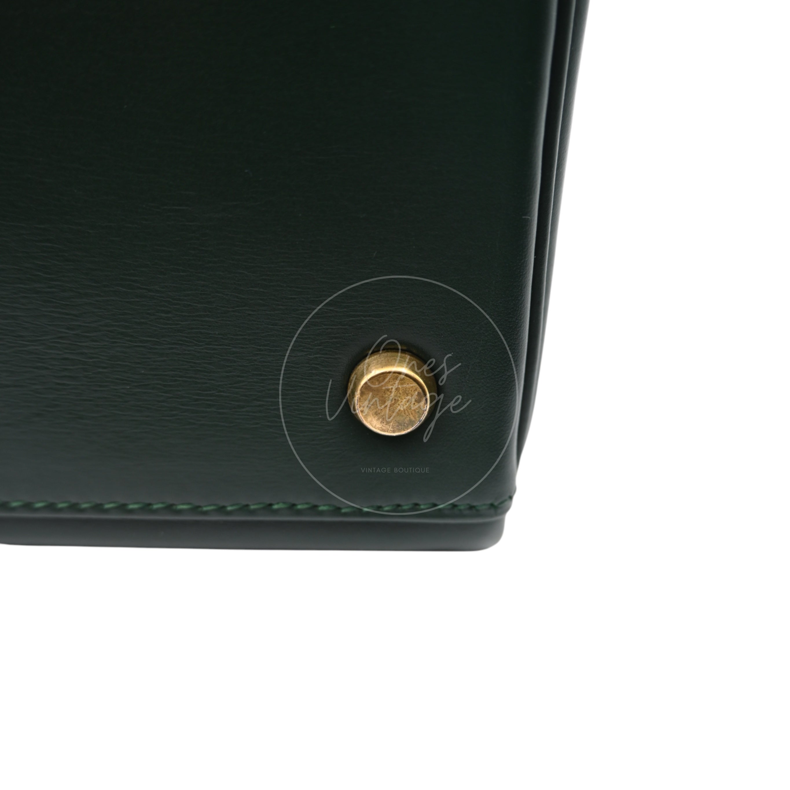 [Pre-owned] Hermes Kelly 32 Dark Green Box with Key, Lock and Clochette
