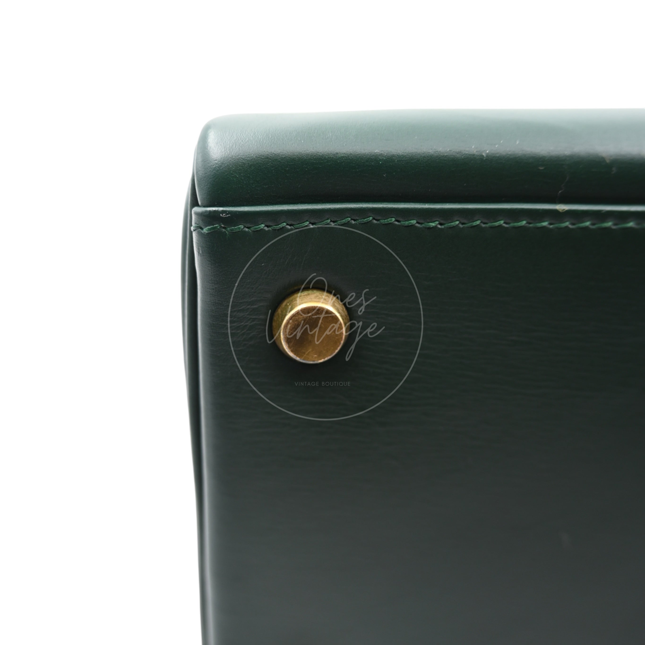 [Pre-owned] Hermes Kelly 32 Dark Green Box with Key, Lock and Clochette