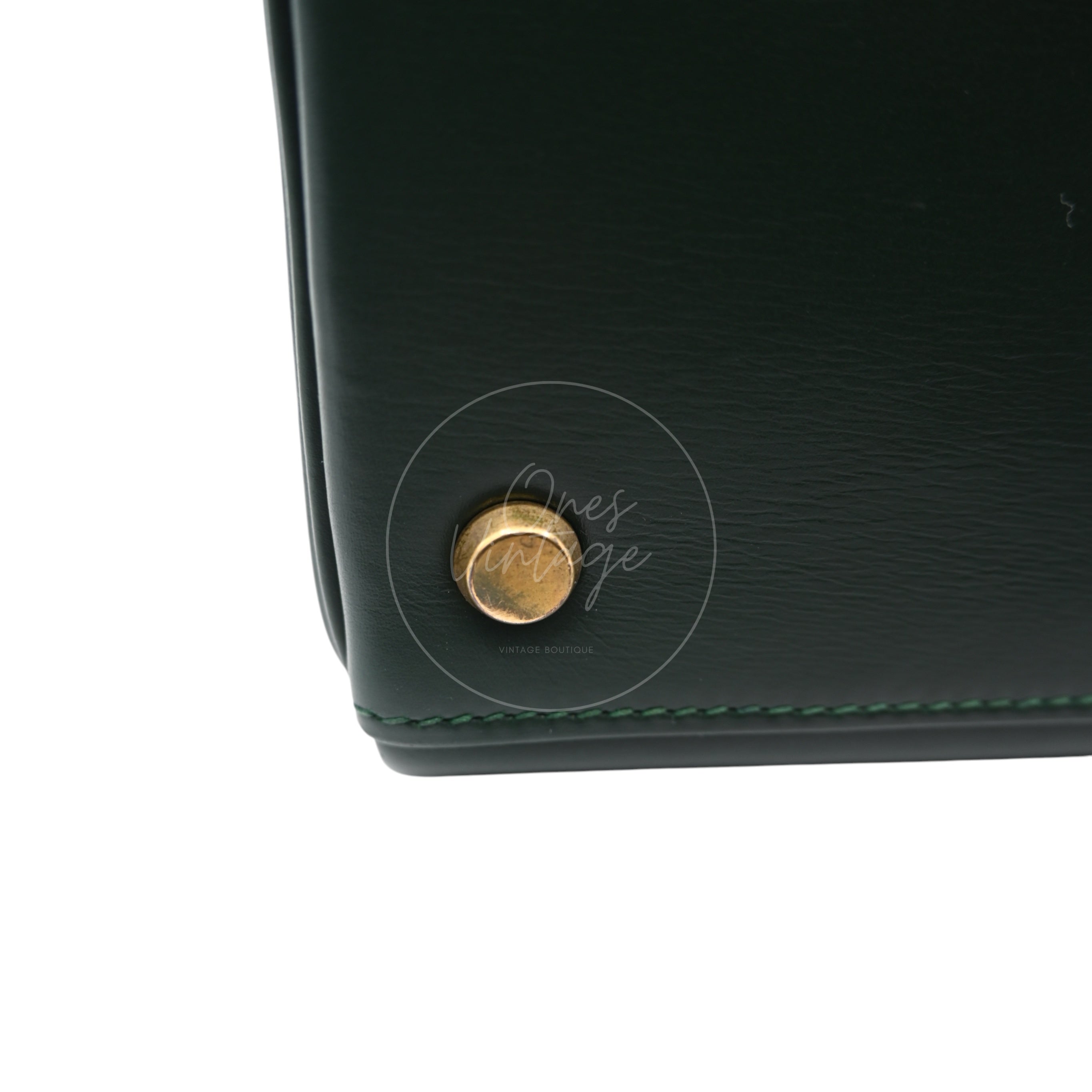 [Pre-owned] Hermes Kelly 32 Dark Green Box with Key, Lock and Clochette