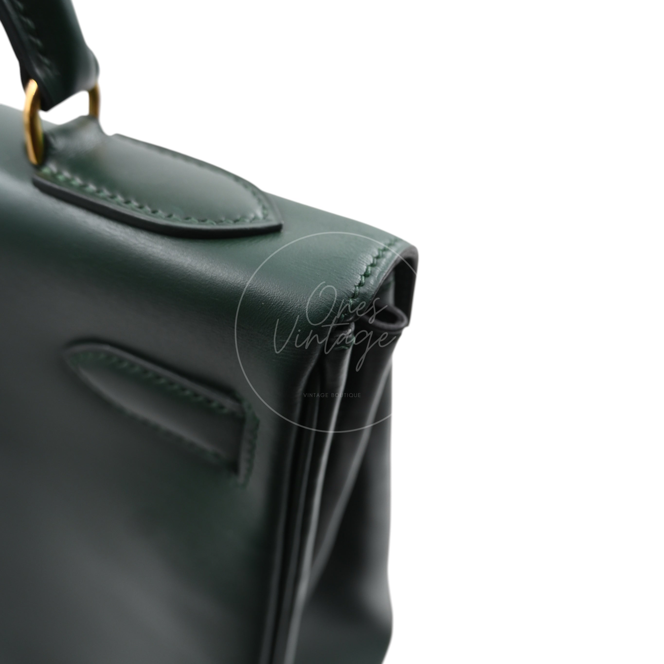 [Pre-owned] Hermes Kelly 32 Dark Green Box with Key, Lock and Clochette