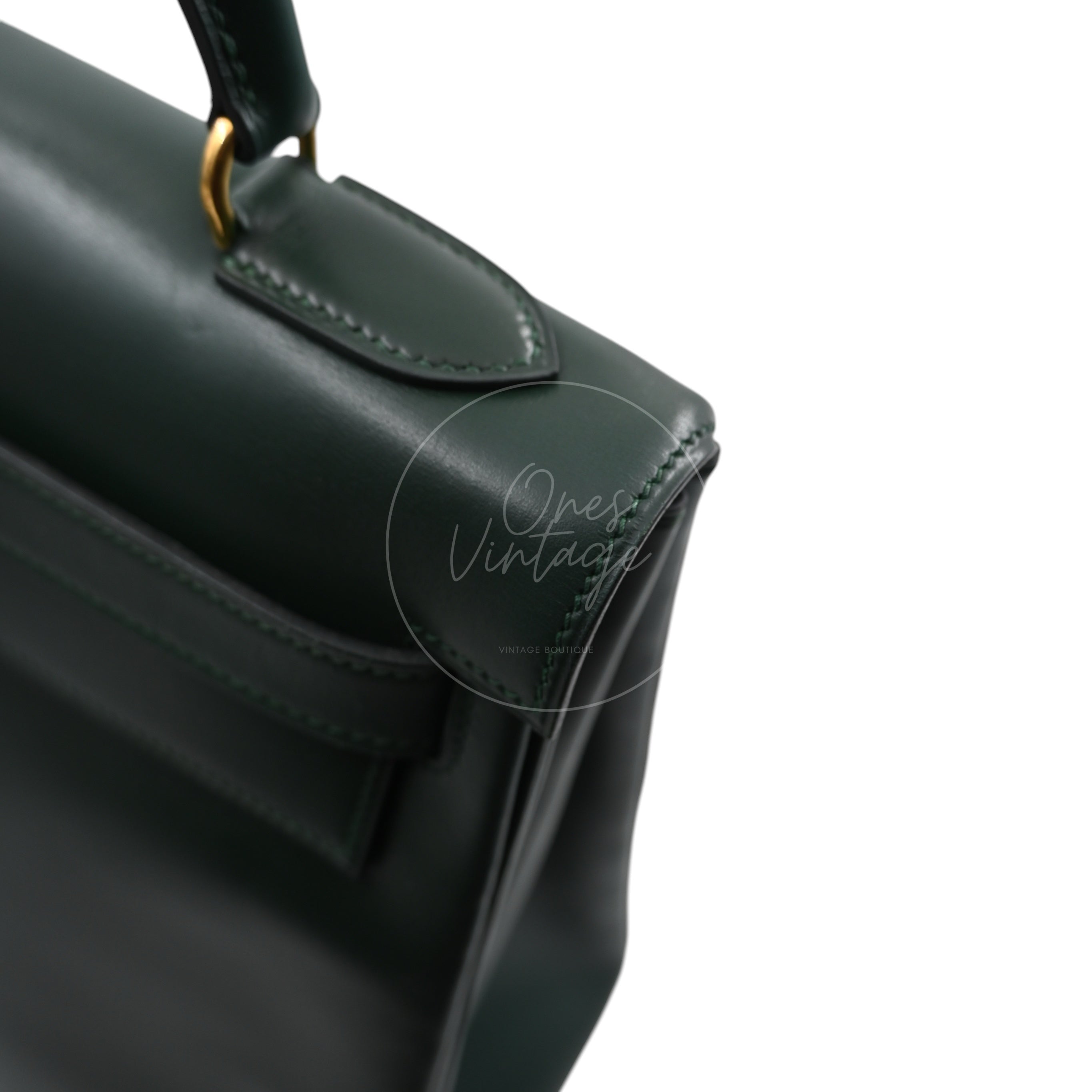 [Pre-owned] Hermes Kelly 32 Dark Green Box with Key, Lock and Clochette