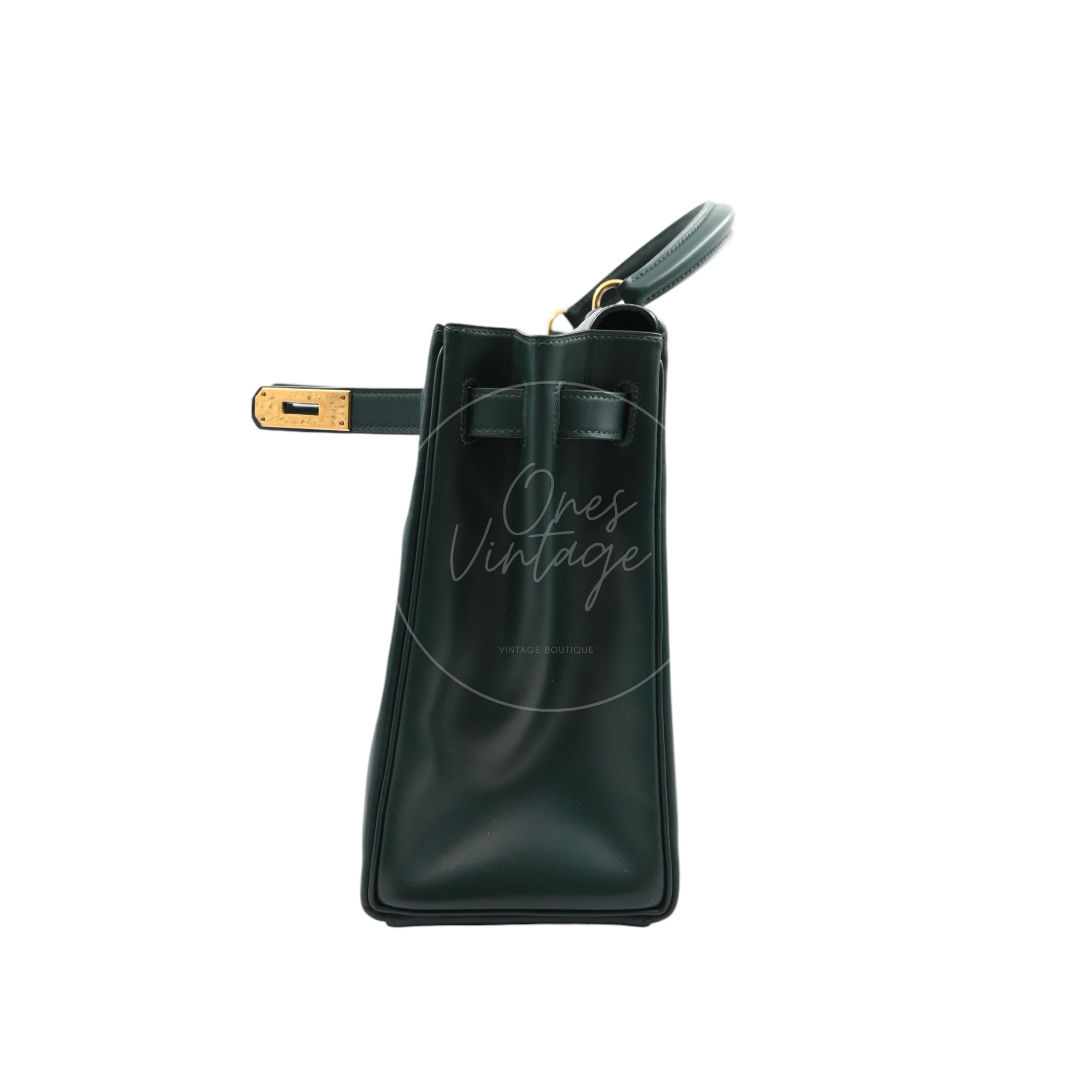 [Pre-owned] Hermes Kelly 32 Dark Green Box with Key, Lock and Clochette