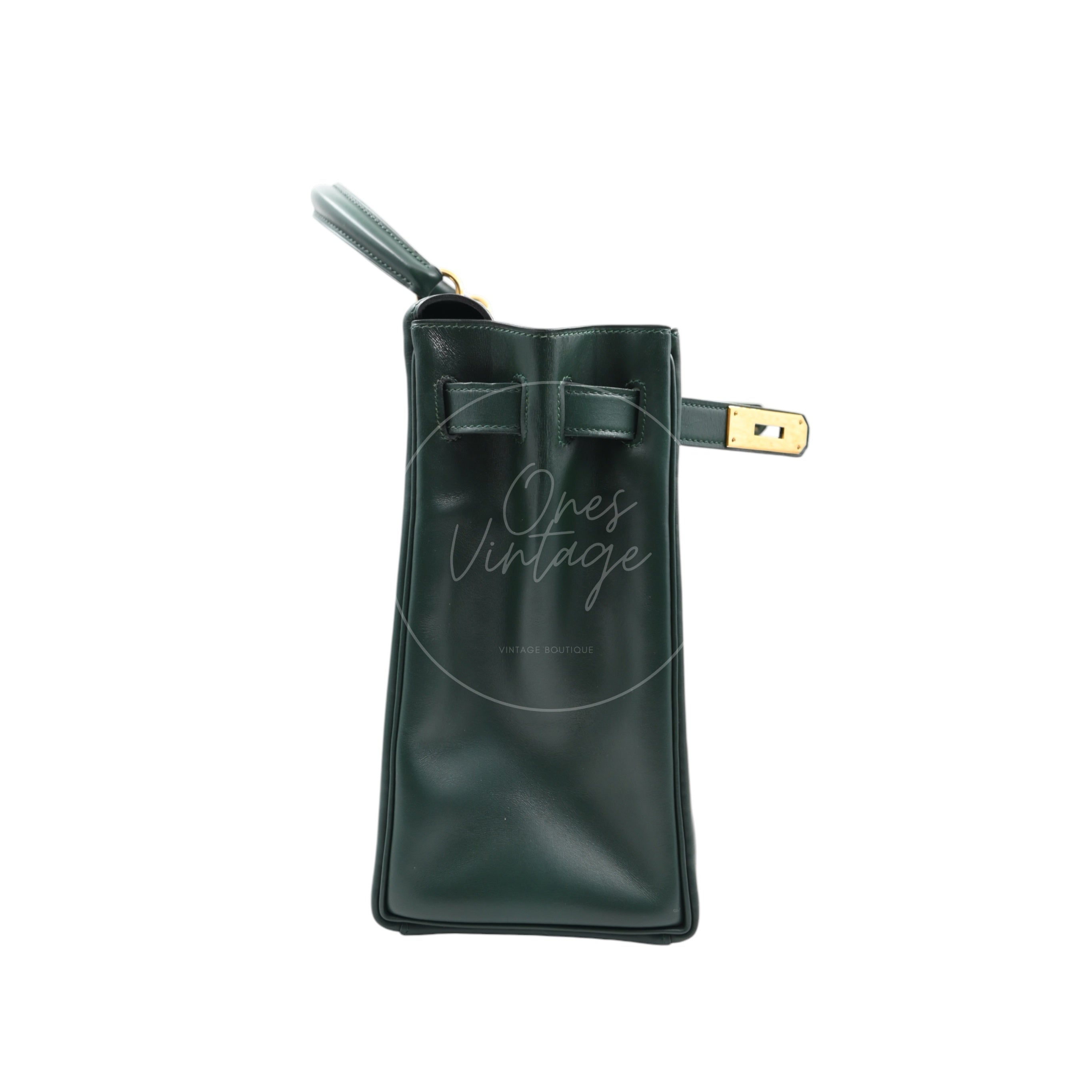 [Pre-owned] Hermes Kelly 32 Dark Green Box with Key, Lock and Clochette