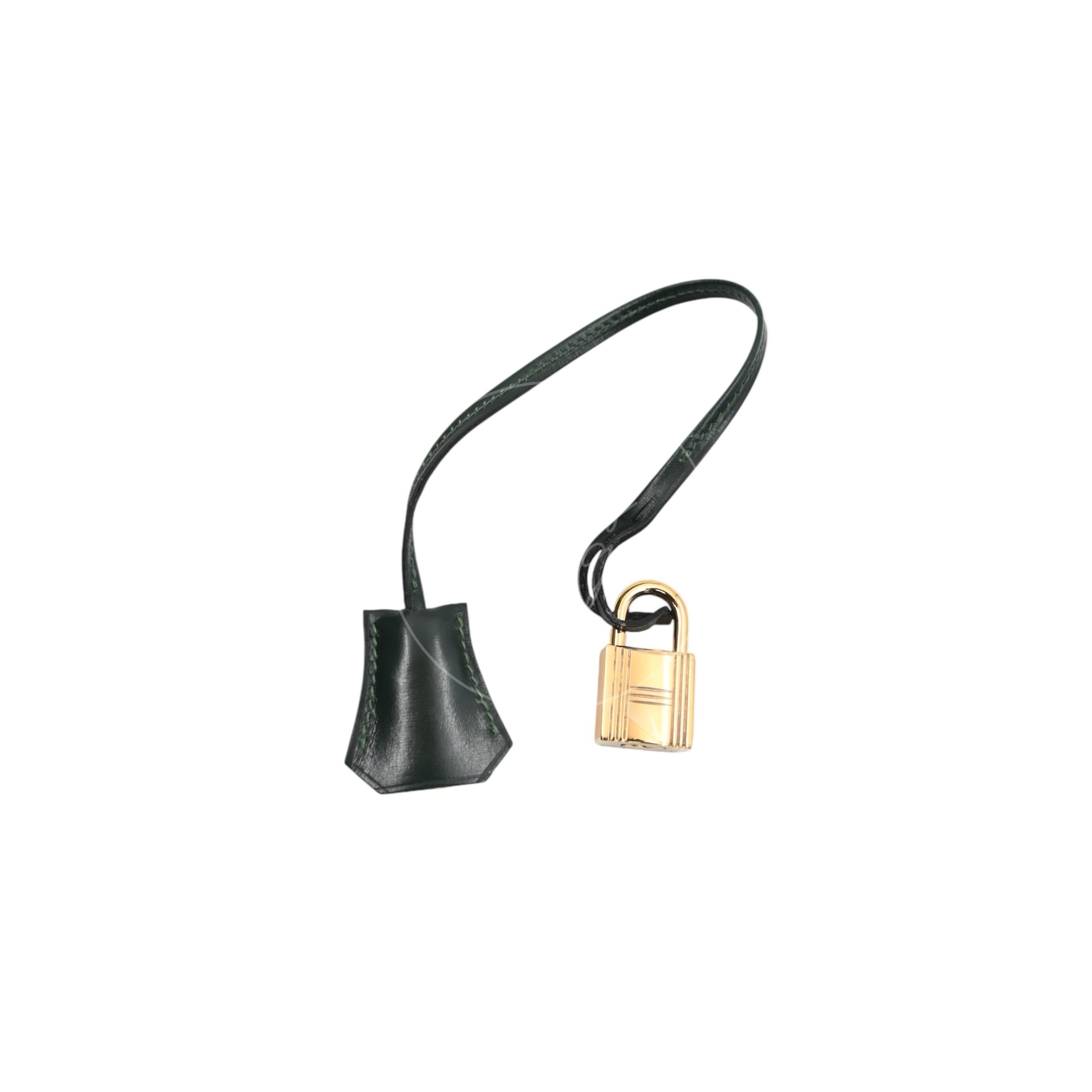 [Pre-owned] Hermes Kelly 32 Dark Green Box with Key, Lock and Clochette