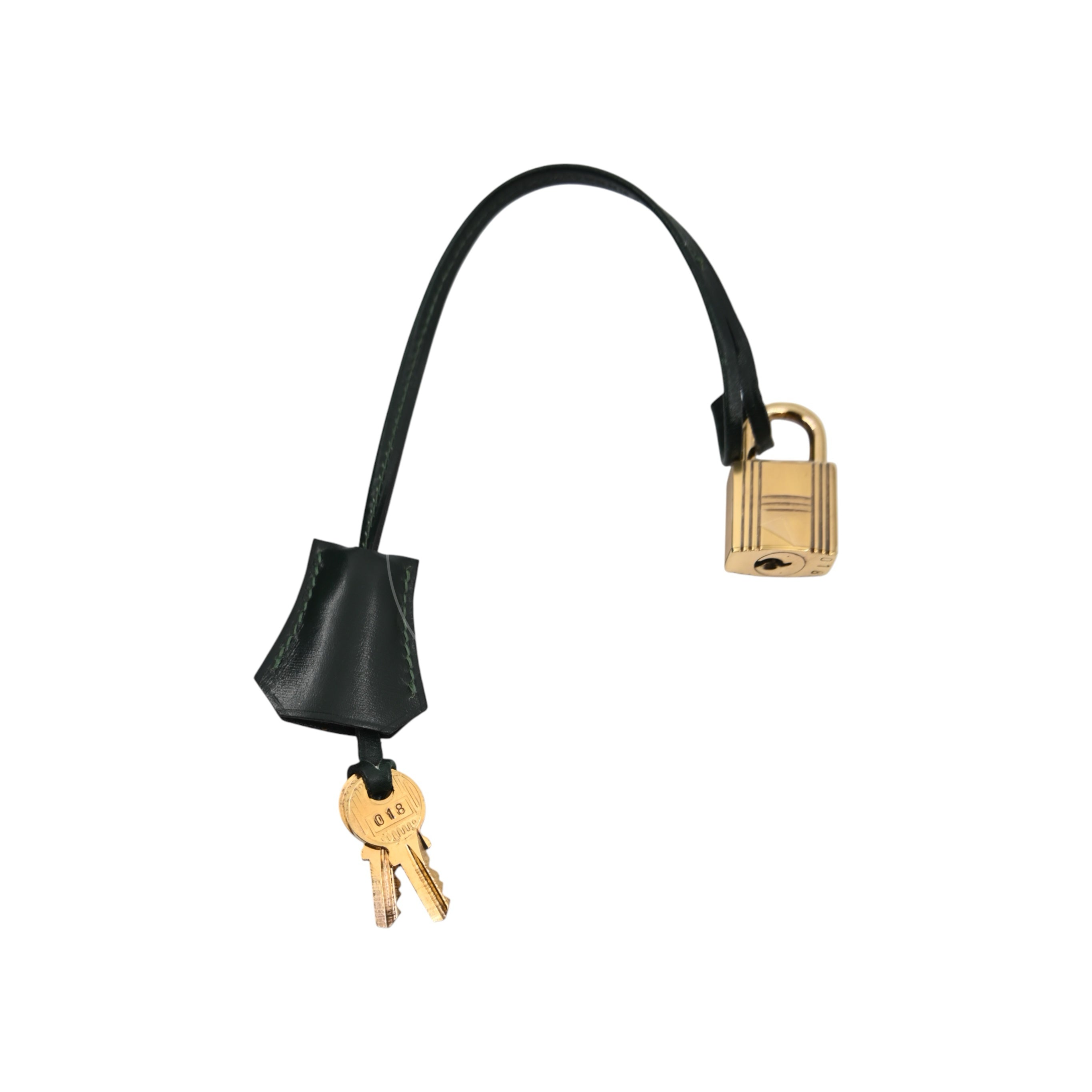 [Pre-owned] Hermes Kelly 32 Dark Green Box with Key, Lock and Clochette