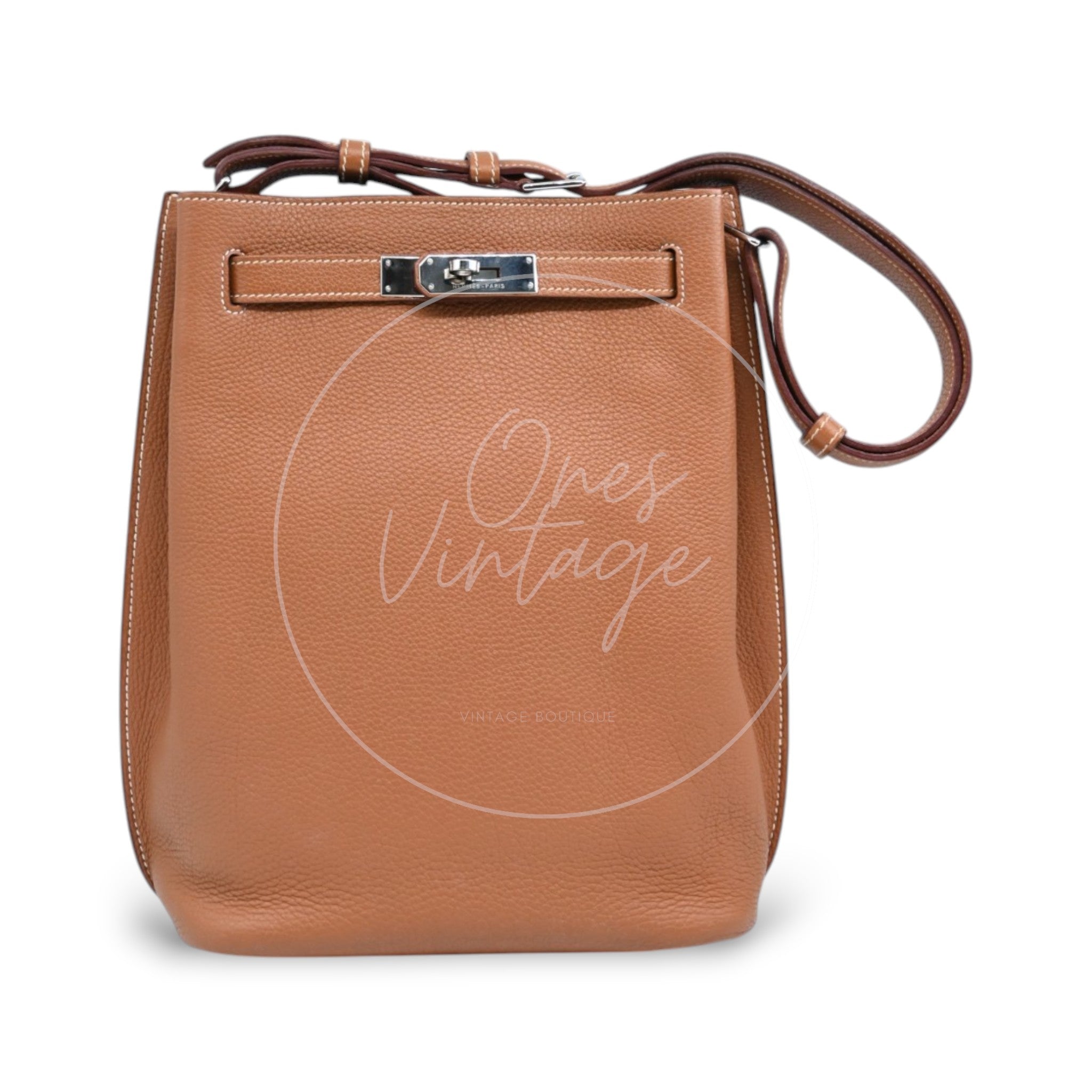 [Pre-owned] Hermes So Kelly 22 PHW Togo Stamp Square P