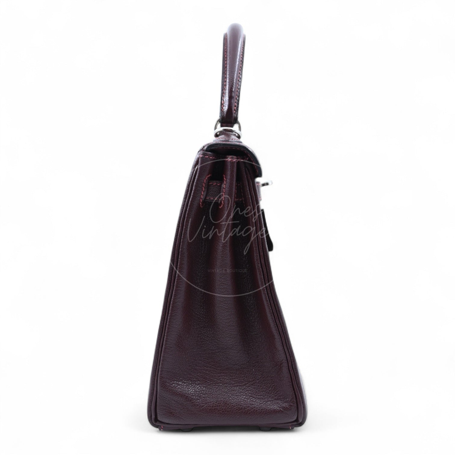 [Pre-owned] Hermes Kelly 28 PHW Burgundy Stamp Square I