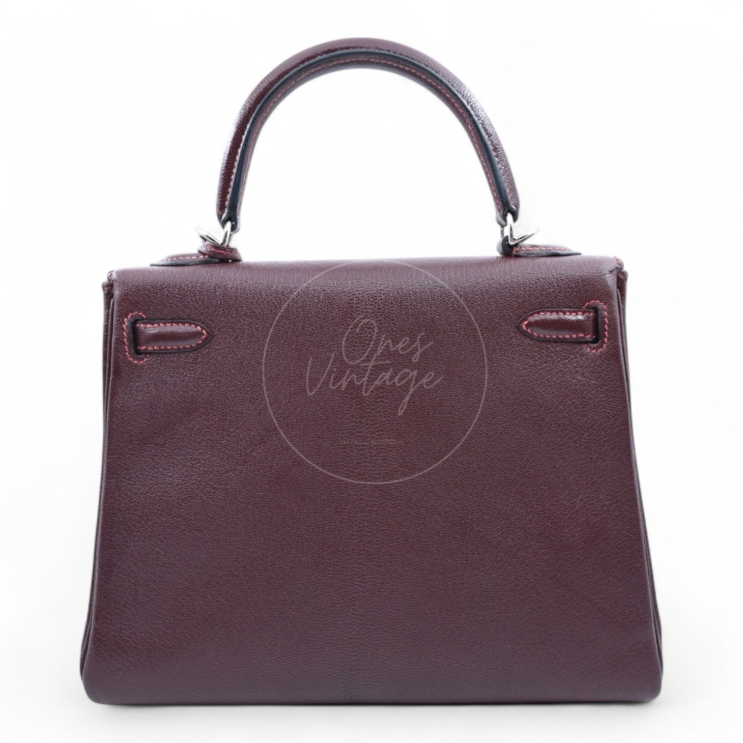 [Pre-owned] Hermes Kelly 28 PHW Burgundy Stamp Square I