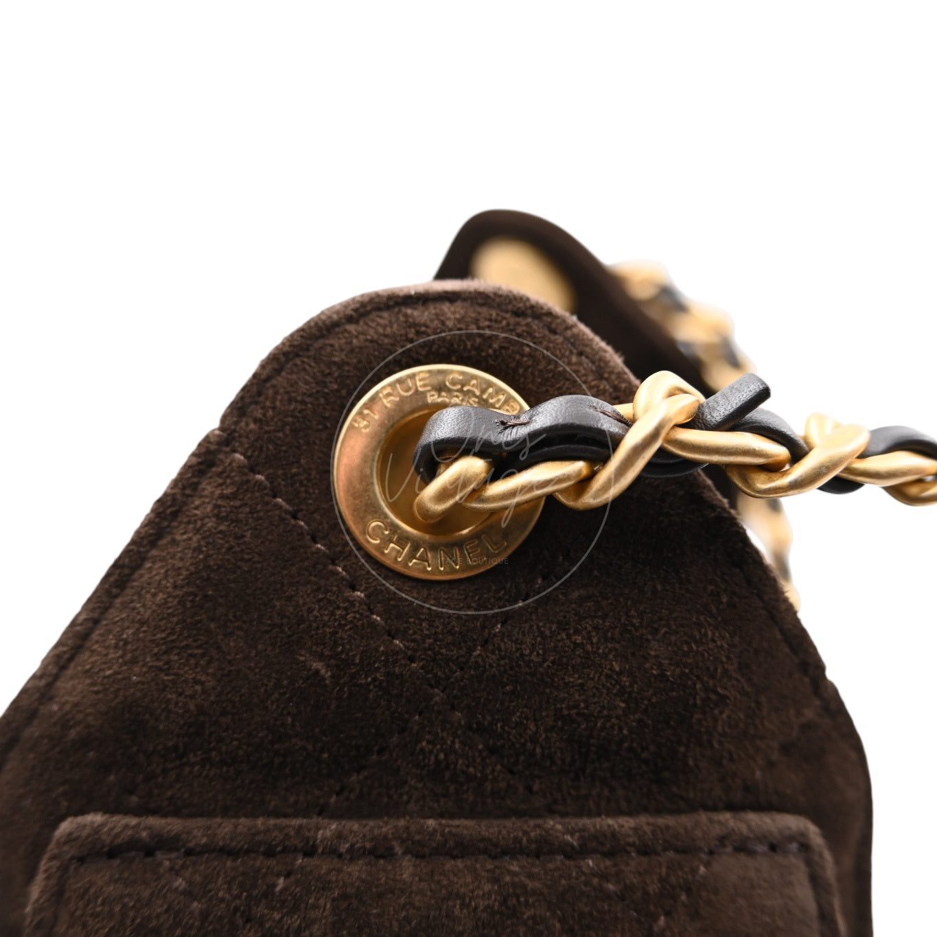 [Unused] Chanel Mini 25 Bag Suede Calfskin & Gold-tone Metal Dark Brown Handbag