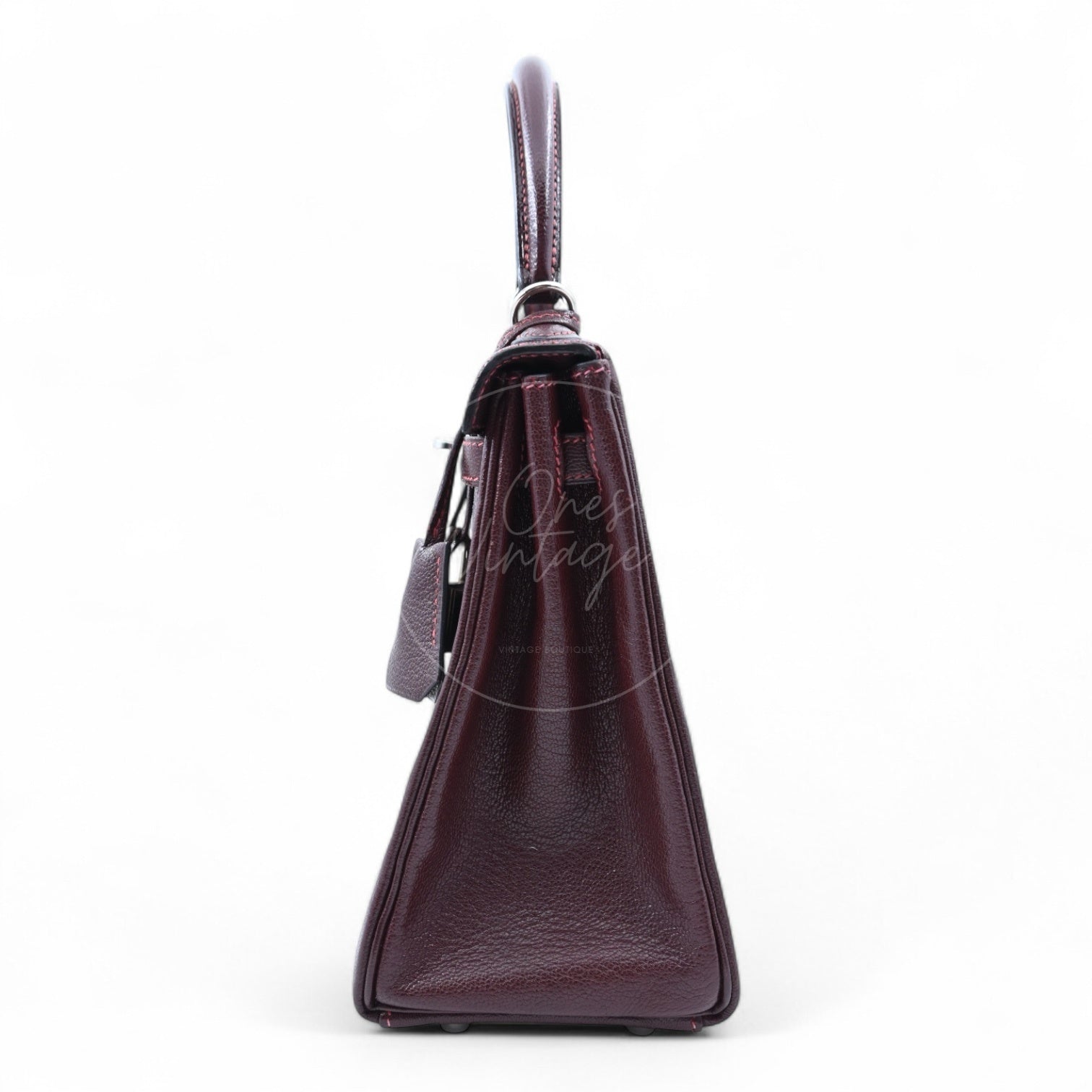 [Pre-owned] Hermes Kelly 28 PHW Burgundy Stamp Square I