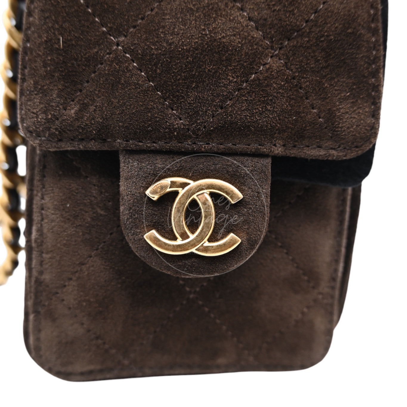 [Unused] Chanel Mini 25 Bag Suede Calfskin & Gold-tone Metal Dark Brown Handbag