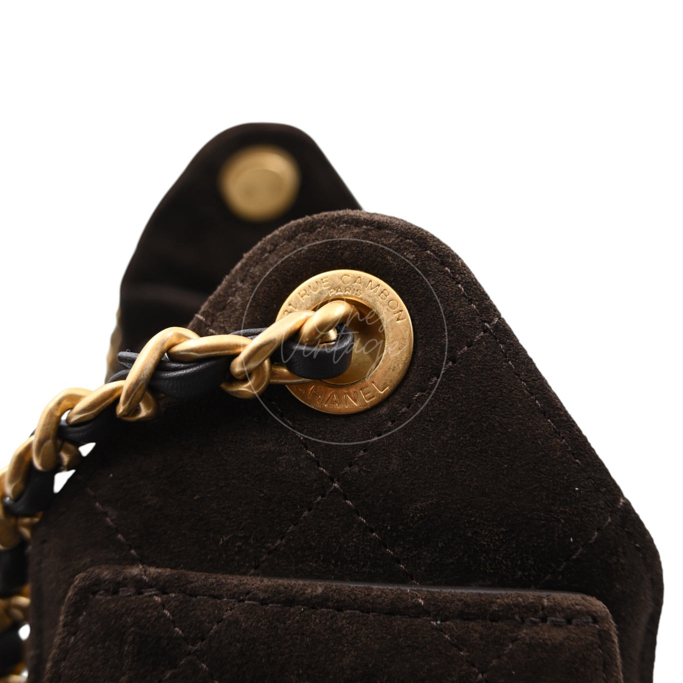 [Unused] Chanel Mini 25 Bag Suede Calfskin & Gold-tone Metal Dark Brown Handbag