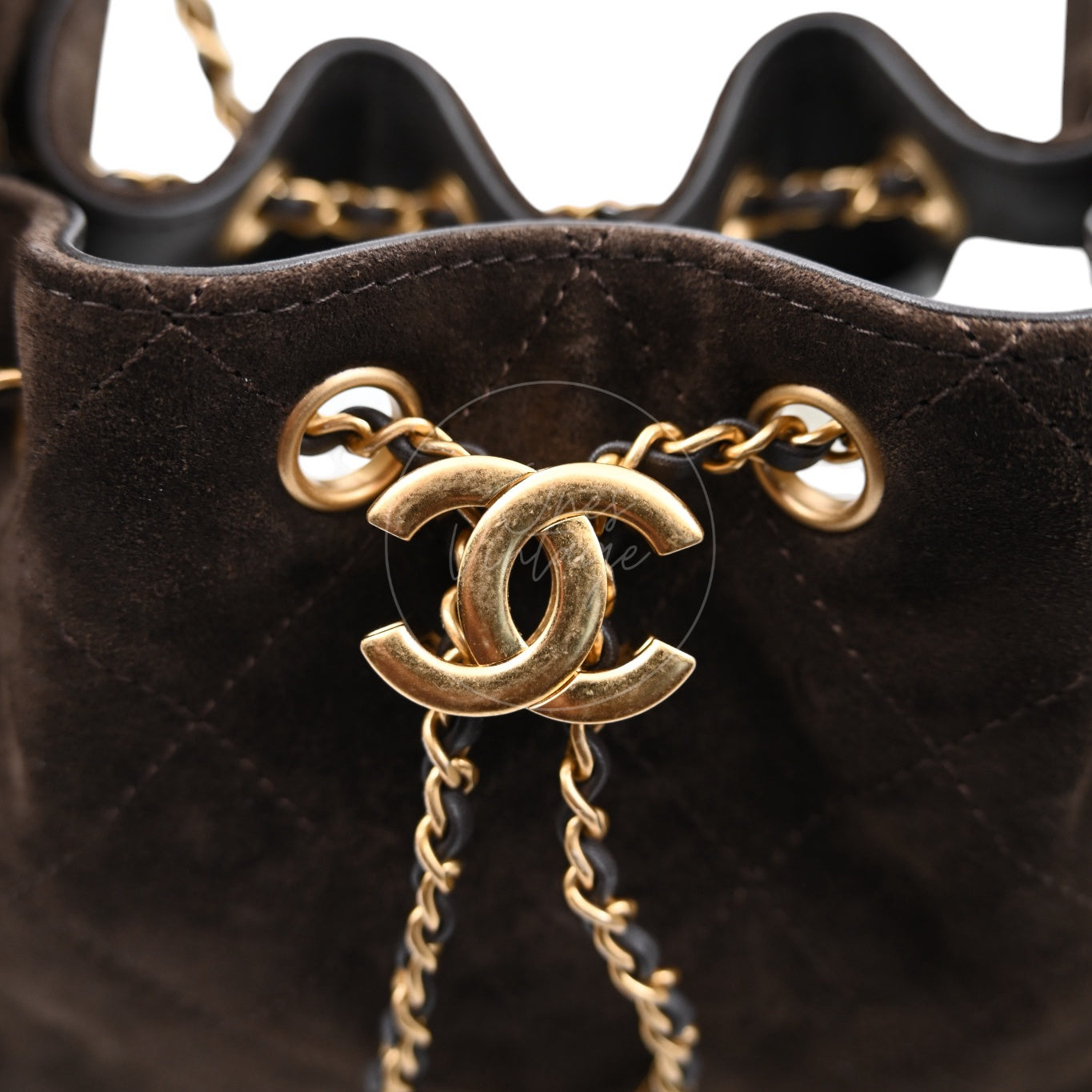 [Unused] Chanel Mini 25 Bag Suede Calfskin & Gold-tone Metal Dark Brown Handbag