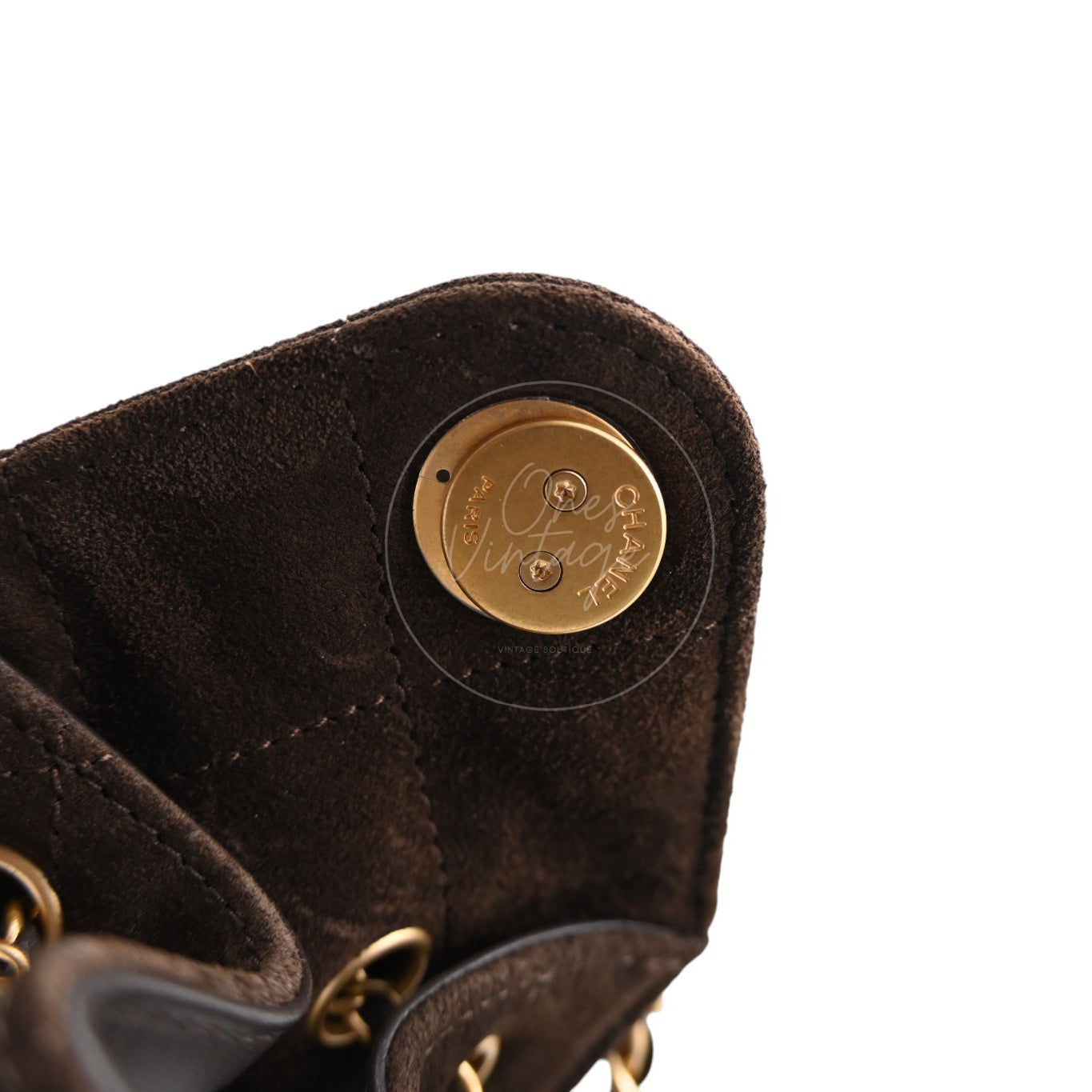 [Unused] Chanel Mini 25 Bag Suede Calfskin & Gold-tone Metal Dark Brown Handbag