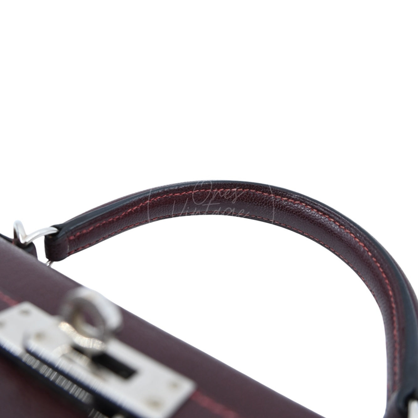 [Pre-owned] Hermes Kelly 28 PHW Burgundy Stamp Square I