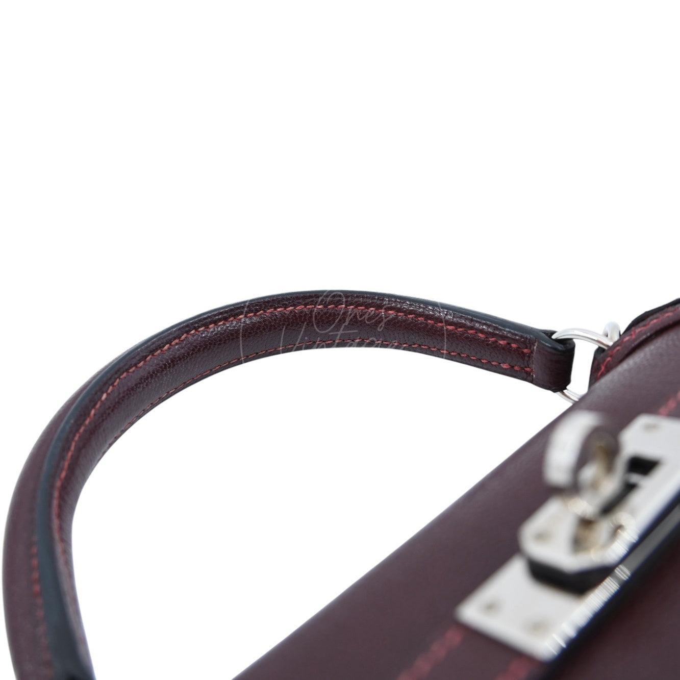 [Pre-owned] Hermes Kelly 28 PHW Burgundy Stamp Square I