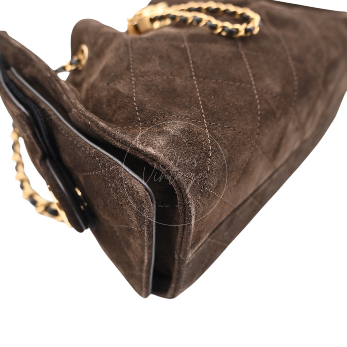 [Unused] Chanel Mini 25 Bag Suede Calfskin & Gold-tone Metal Dark Brown Handbag