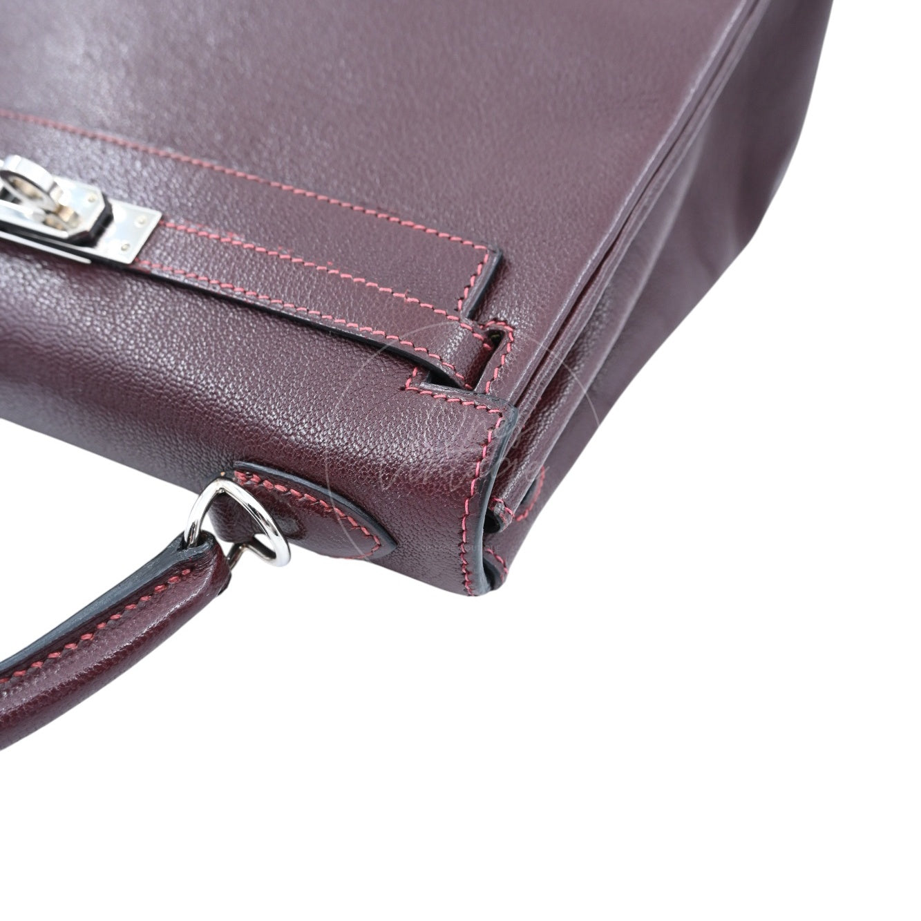 [Pre-owned] Hermes Kelly 28 PHW Burgundy Stamp Square I
